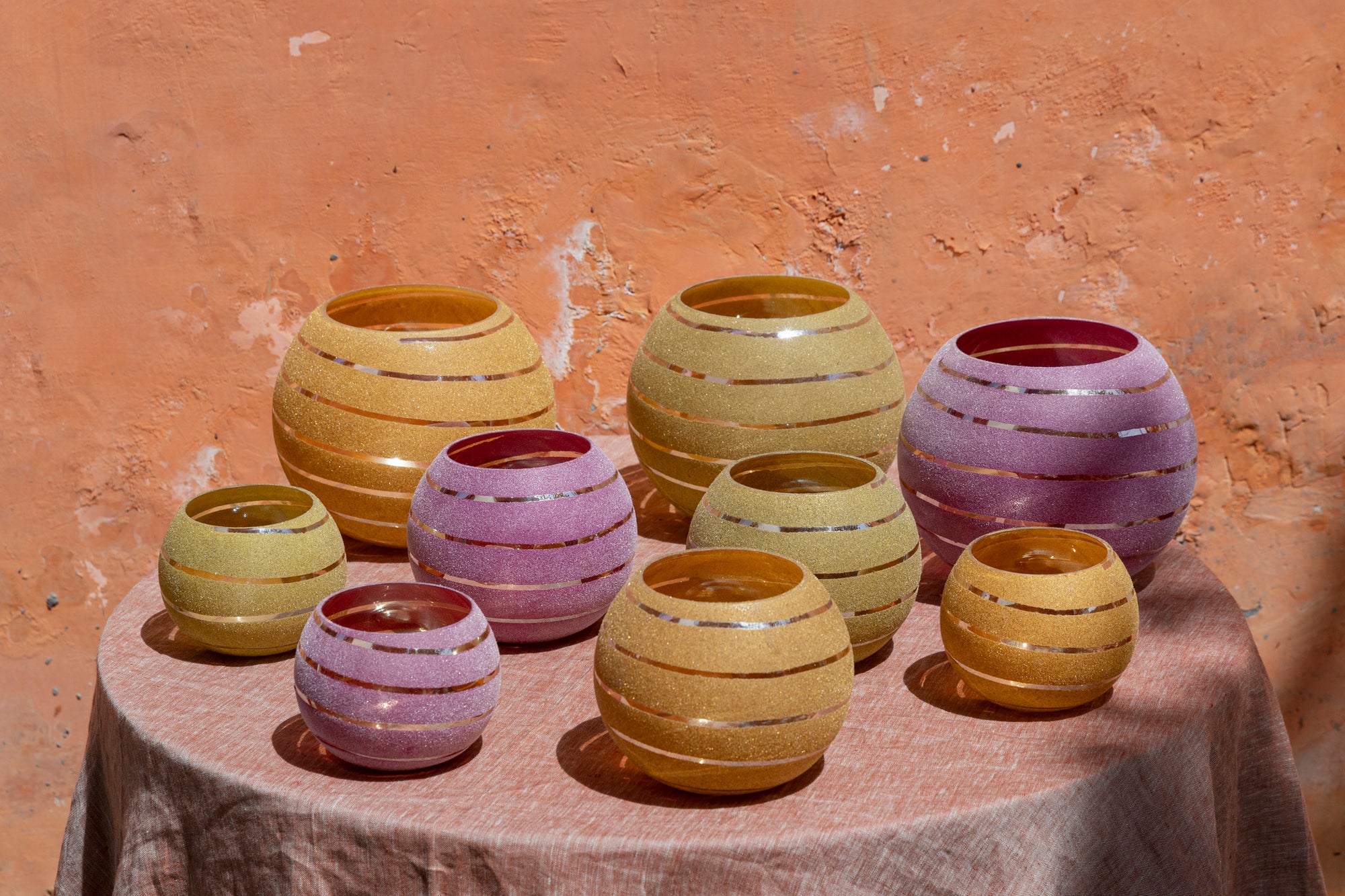 Numair Bougeoirs en verre - Jaune