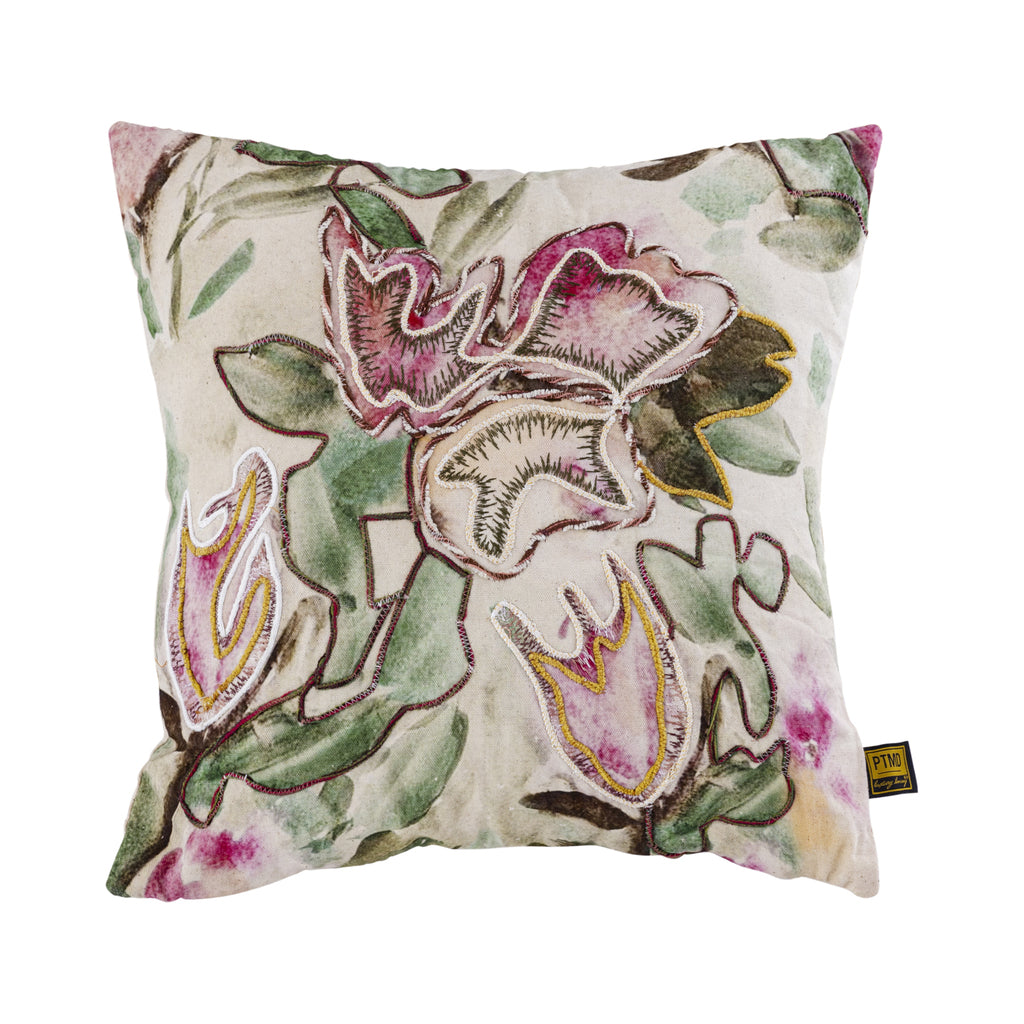 Ayumi Pink square cotton cushion abstract — vue 2 | Häus