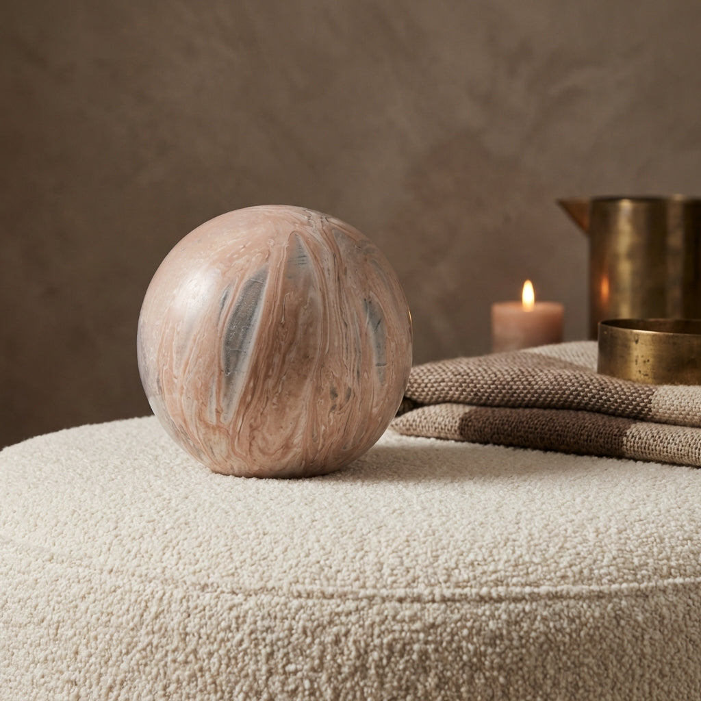 Meriko Brown round iron ball statue matt enamel S