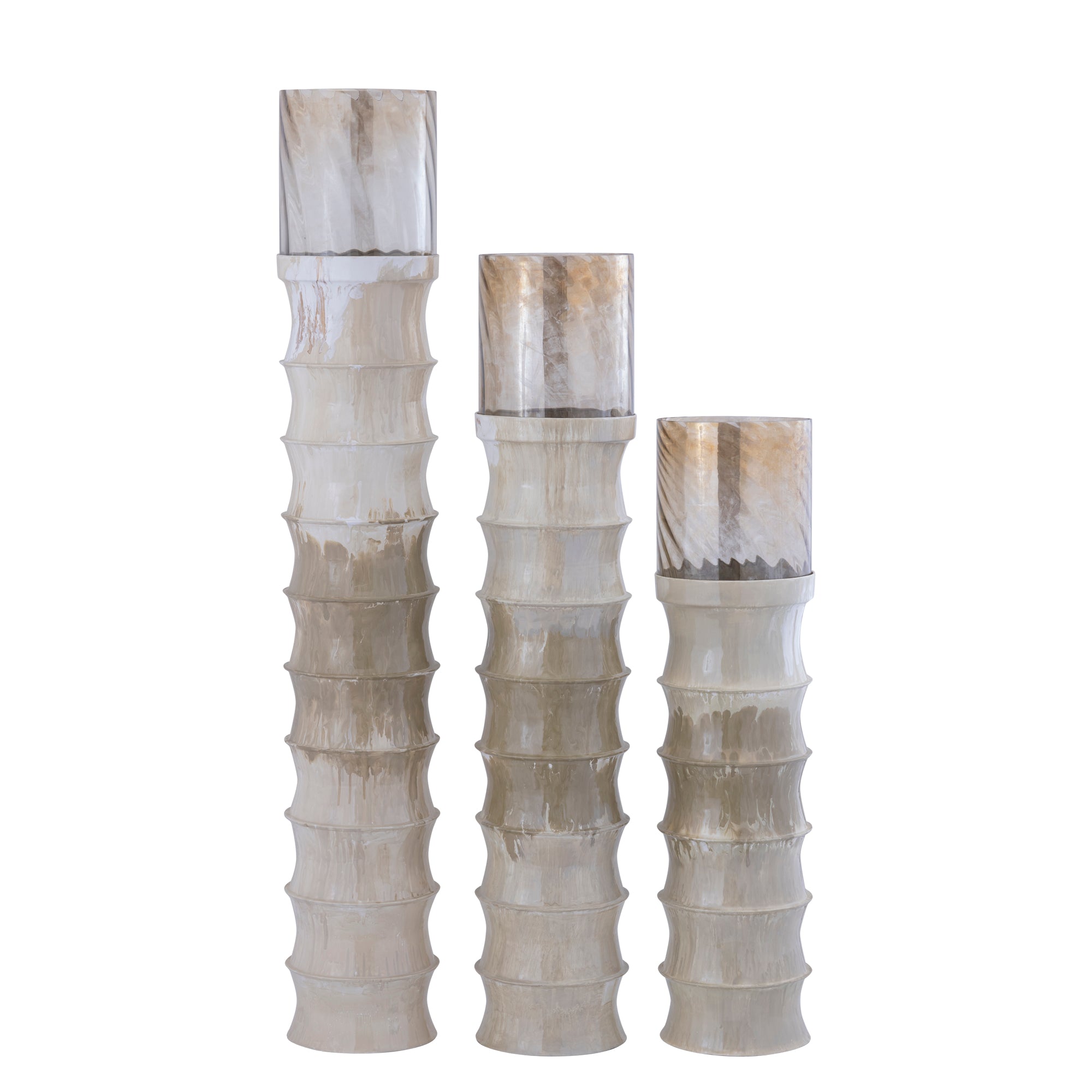 Kaylyne Bougeoirs en verre - Crème