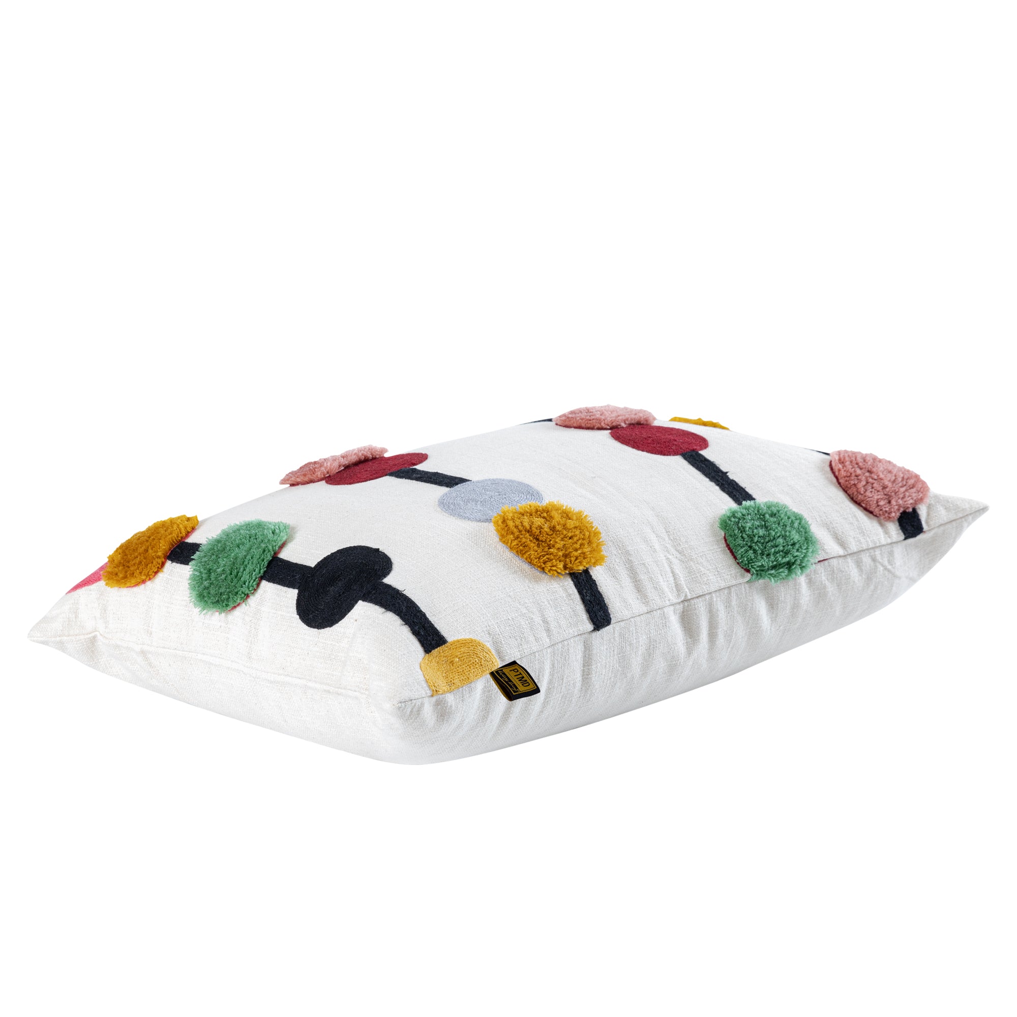 Prinay Pink rect embroidery cushion with dots Rose — Housse de coussin — vue 3 | Häus