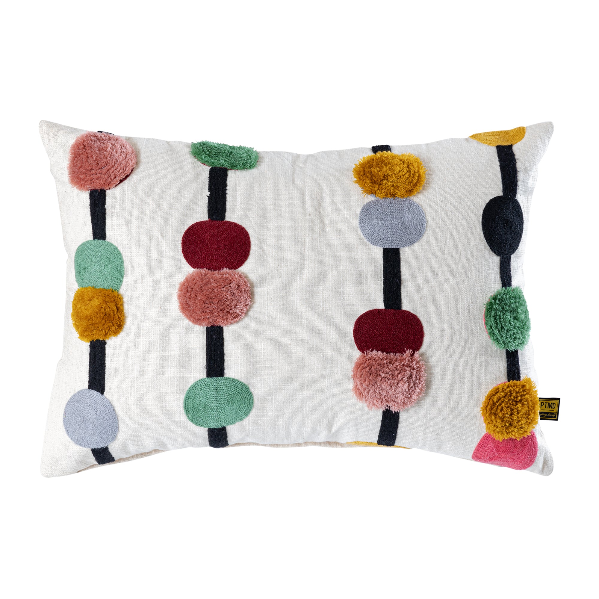 Prinay Pink rect embroidery cushion with dots Rose — Housse de coussin — vue 2 | Häus