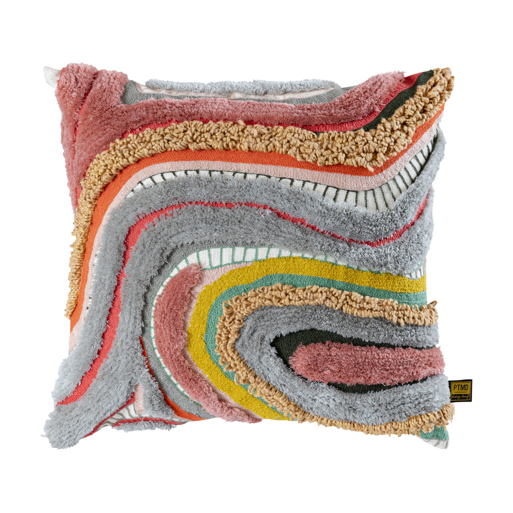 Sephora Pink square embroidery cushion with lines — vue 2 | Häus