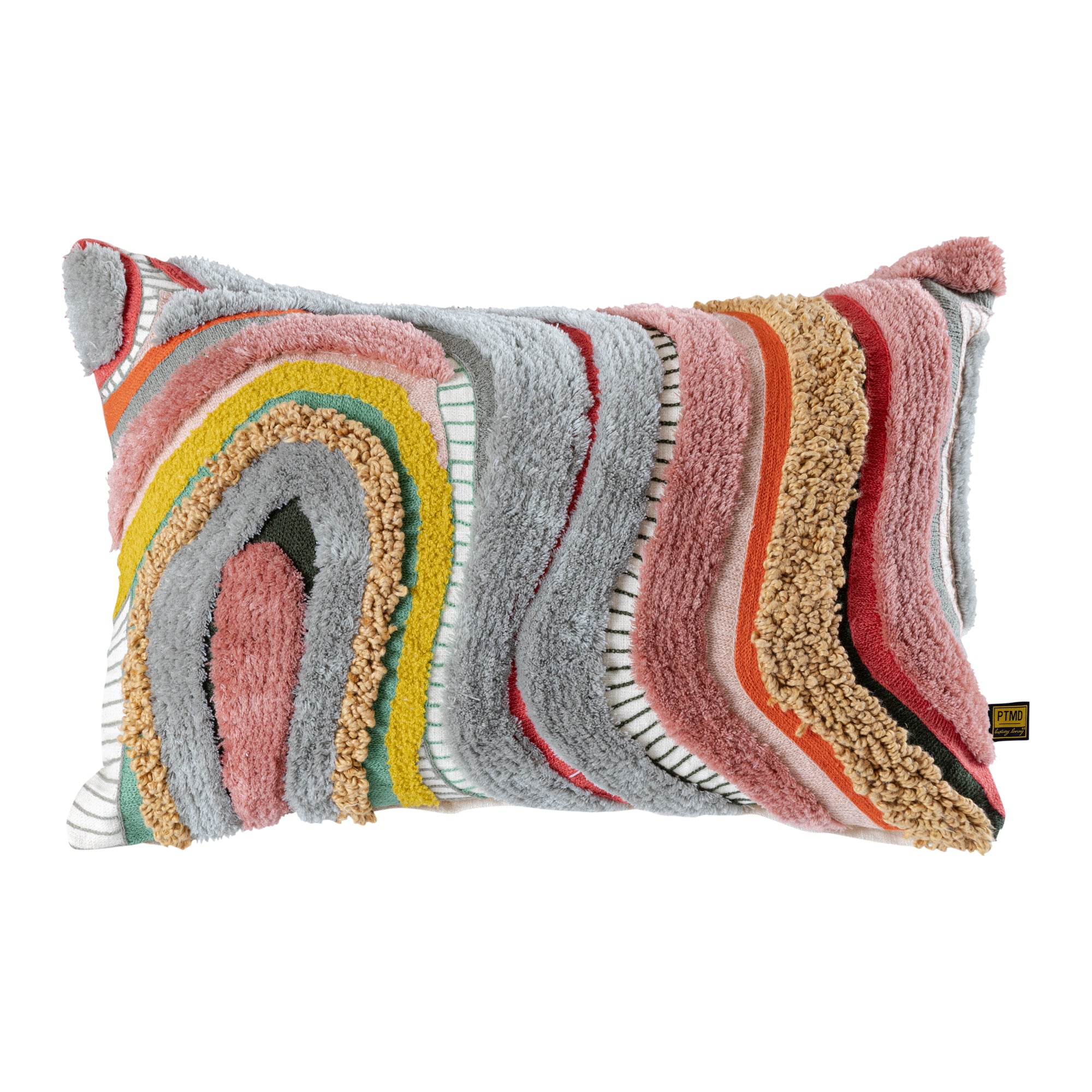 Sephora Pink rect embroidery cushion with lines Rose — Housse de coussin — vue 2 | Häus