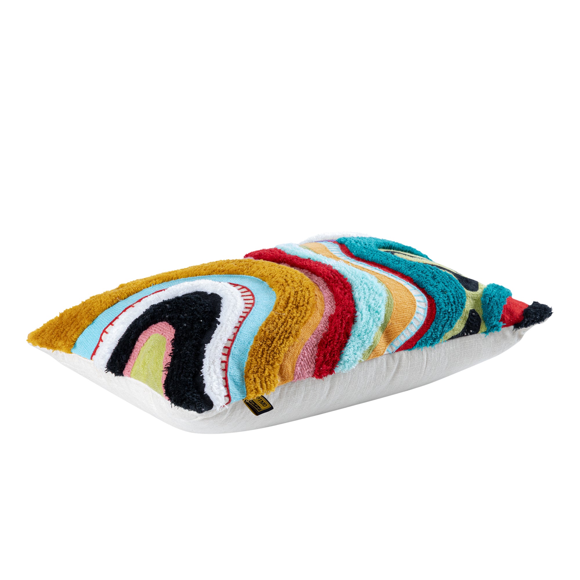 Courtneay Blue rectangle embroidery cushion lines Bleu — Housse de coussin — vue 3 | Häus