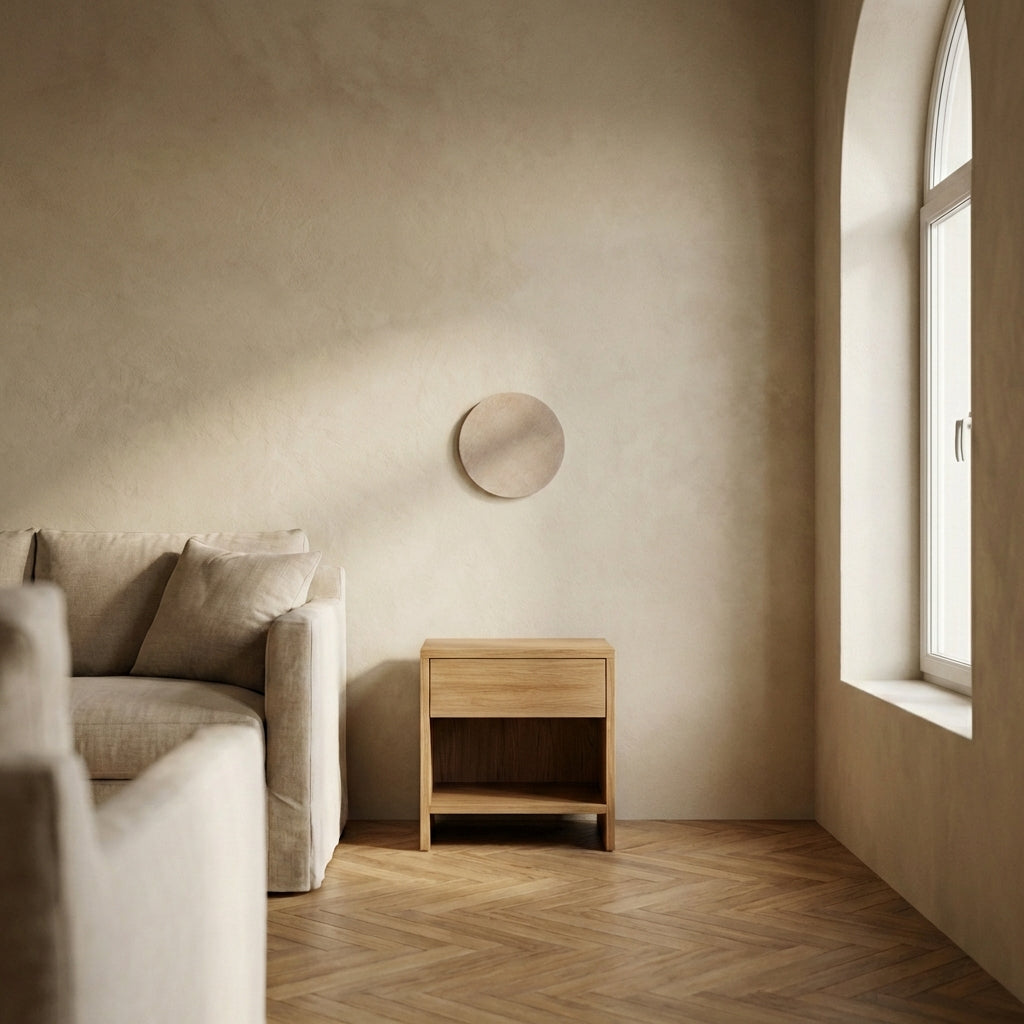 Nabdia Taupe suede round bowl and wall panel S