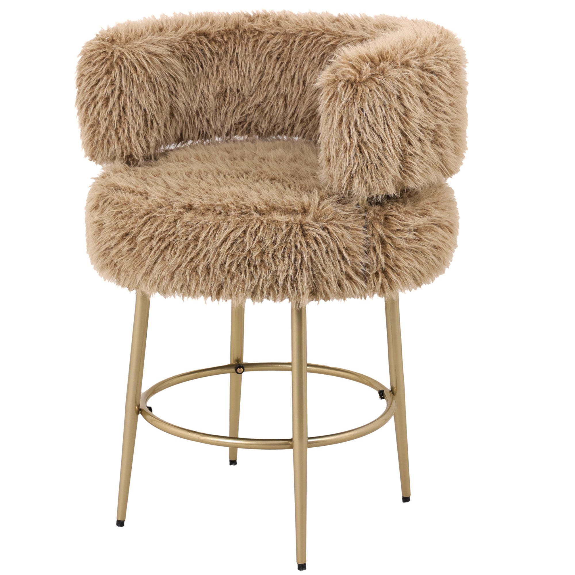 Hair brown bar chair brown metal base - Photo 3