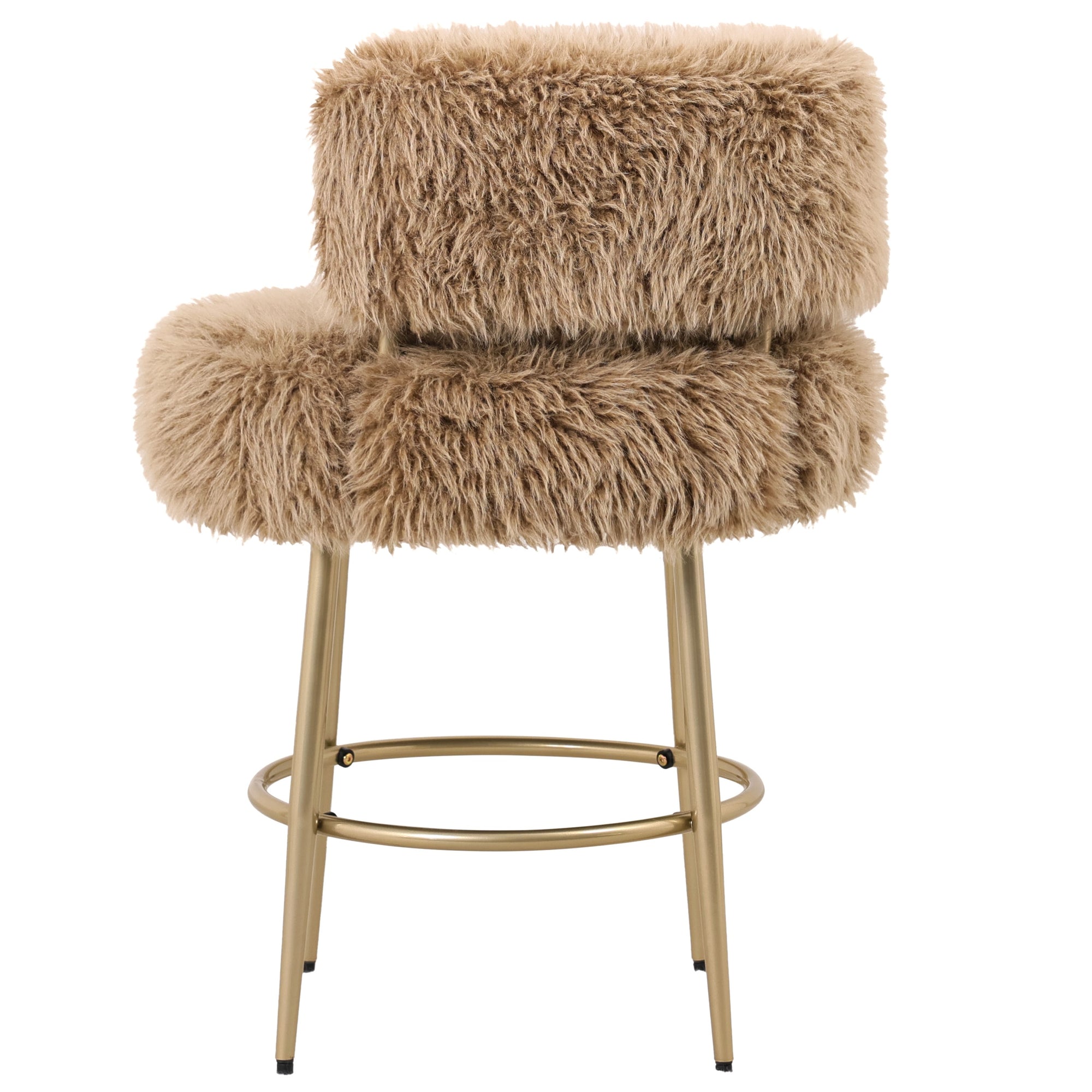 Hair brown bar chair brown metal base - Photo 4