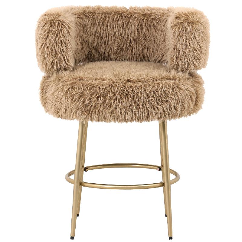 Hair brown bar chair brown metal base