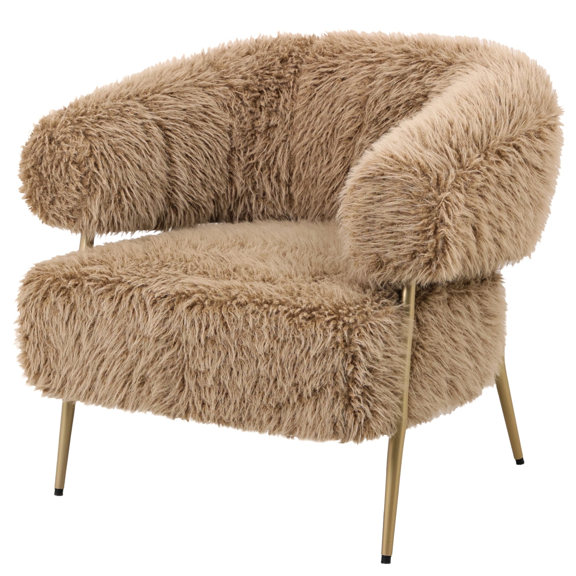 Hair brown fauteuil gold metal base - Photo 2