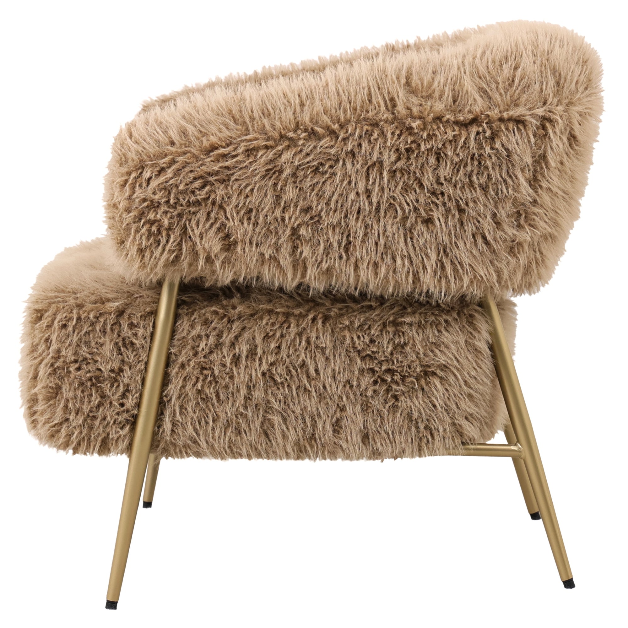 Hair brown fauteuil gold metal base - Photo 3