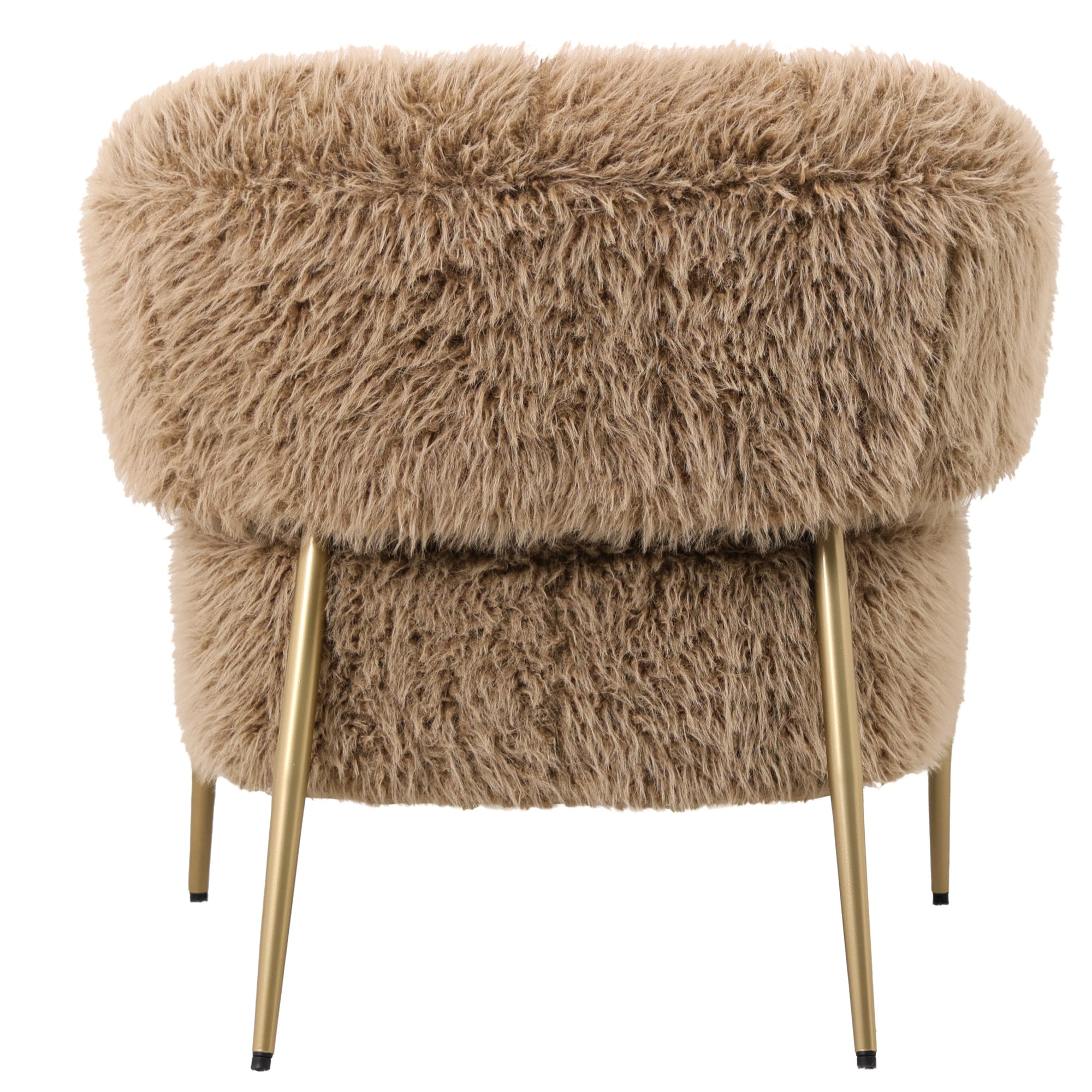 Hair brown fauteuil gold metal base - Photo 4