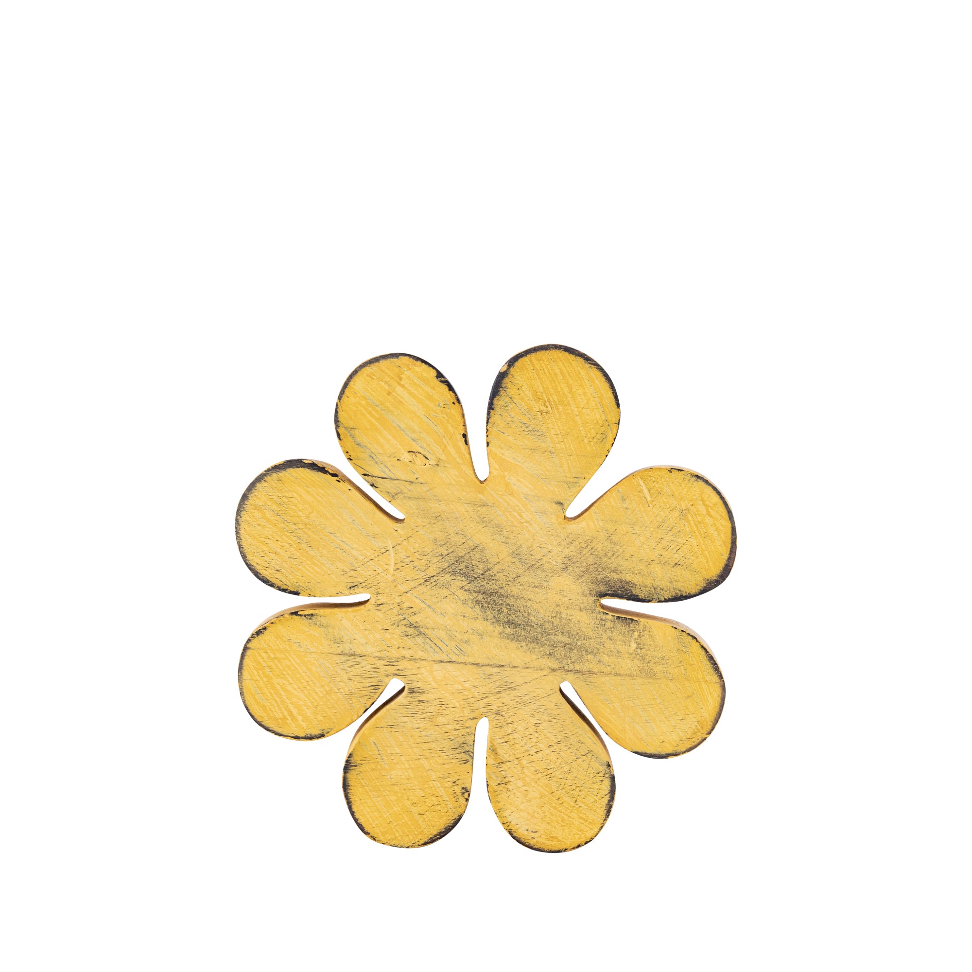 Zaniel Yellow mango wood flower shaped statue M