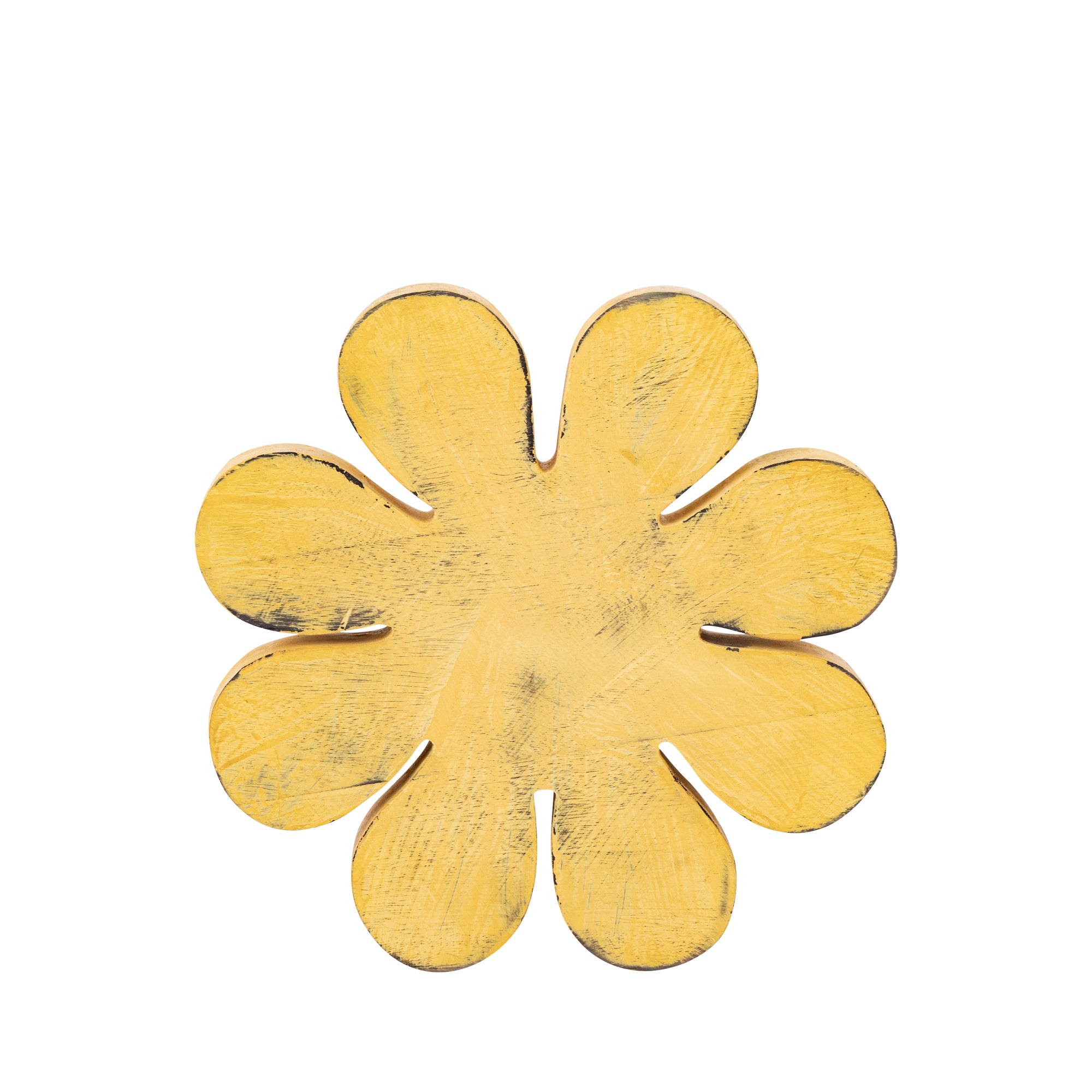 Zaniel Yellow mango wood flower shaped statue L