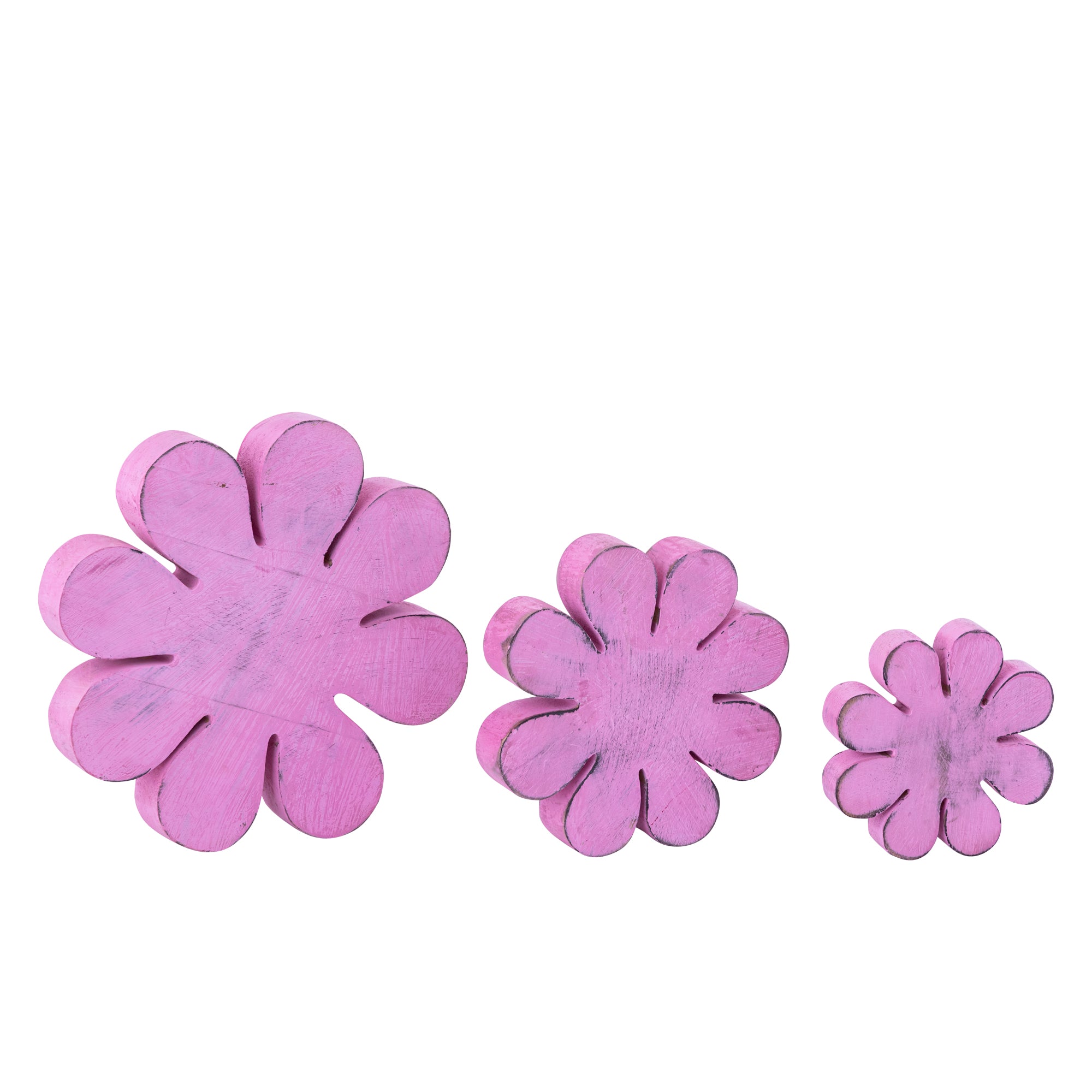 Zaniel Pink mango wood flower shaped statue L