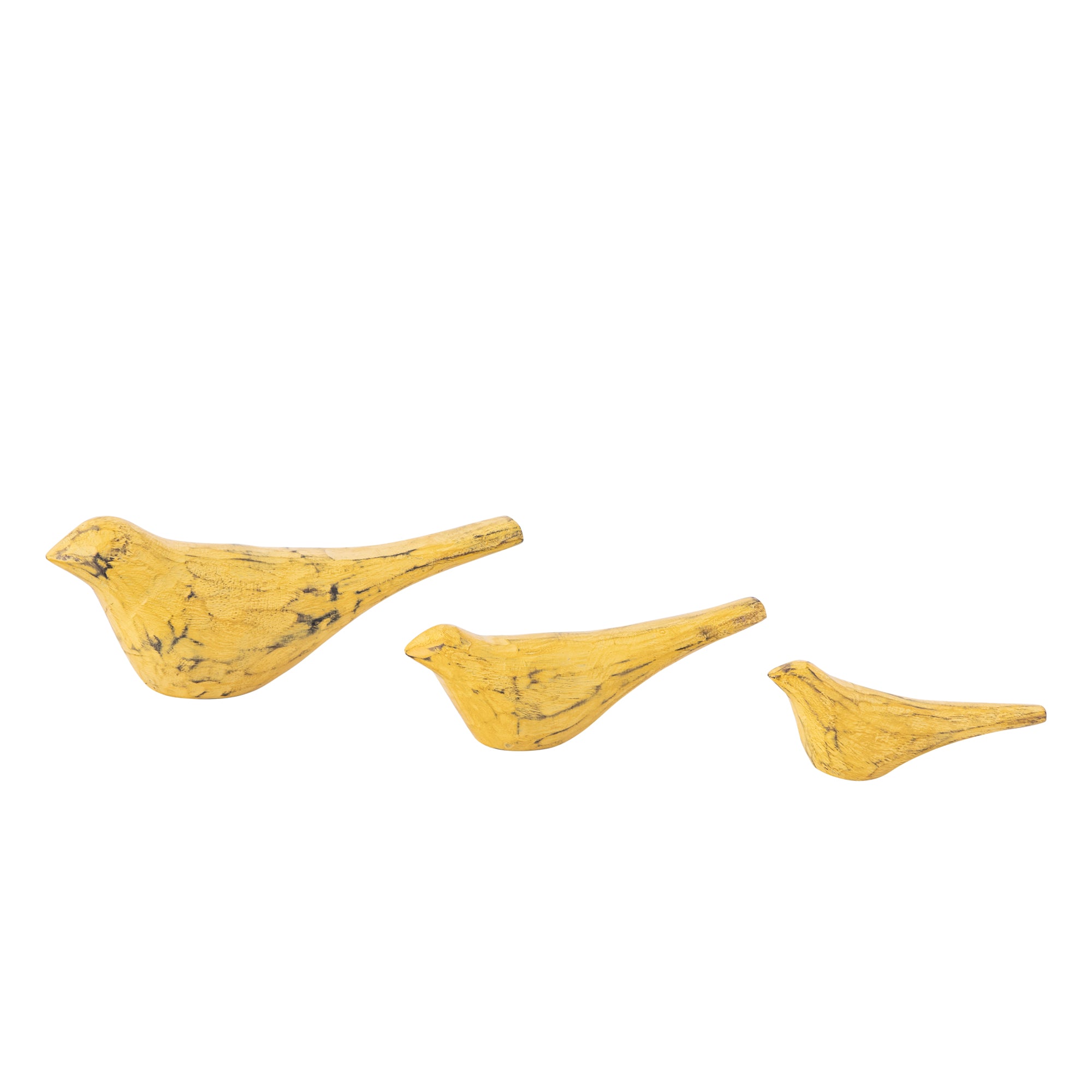 Gracella Yellow mango wood bird statue S