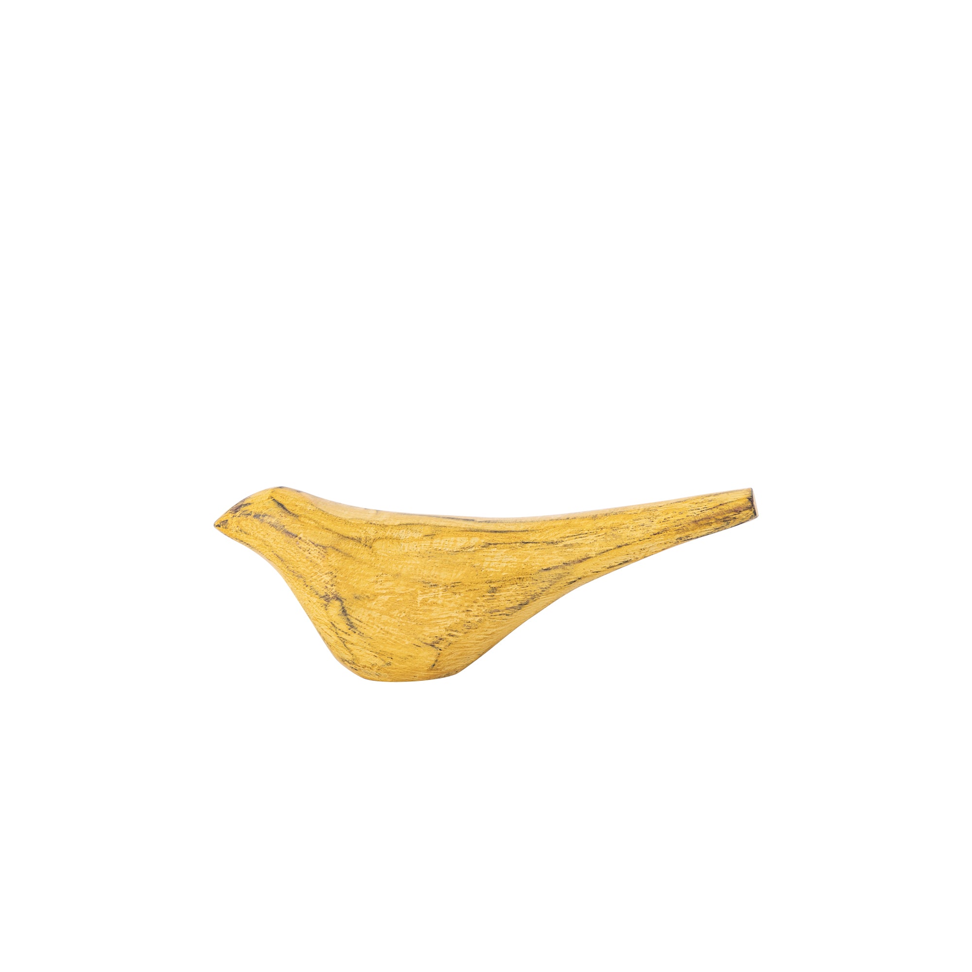 Gracella Yellow mango wood bird statue S