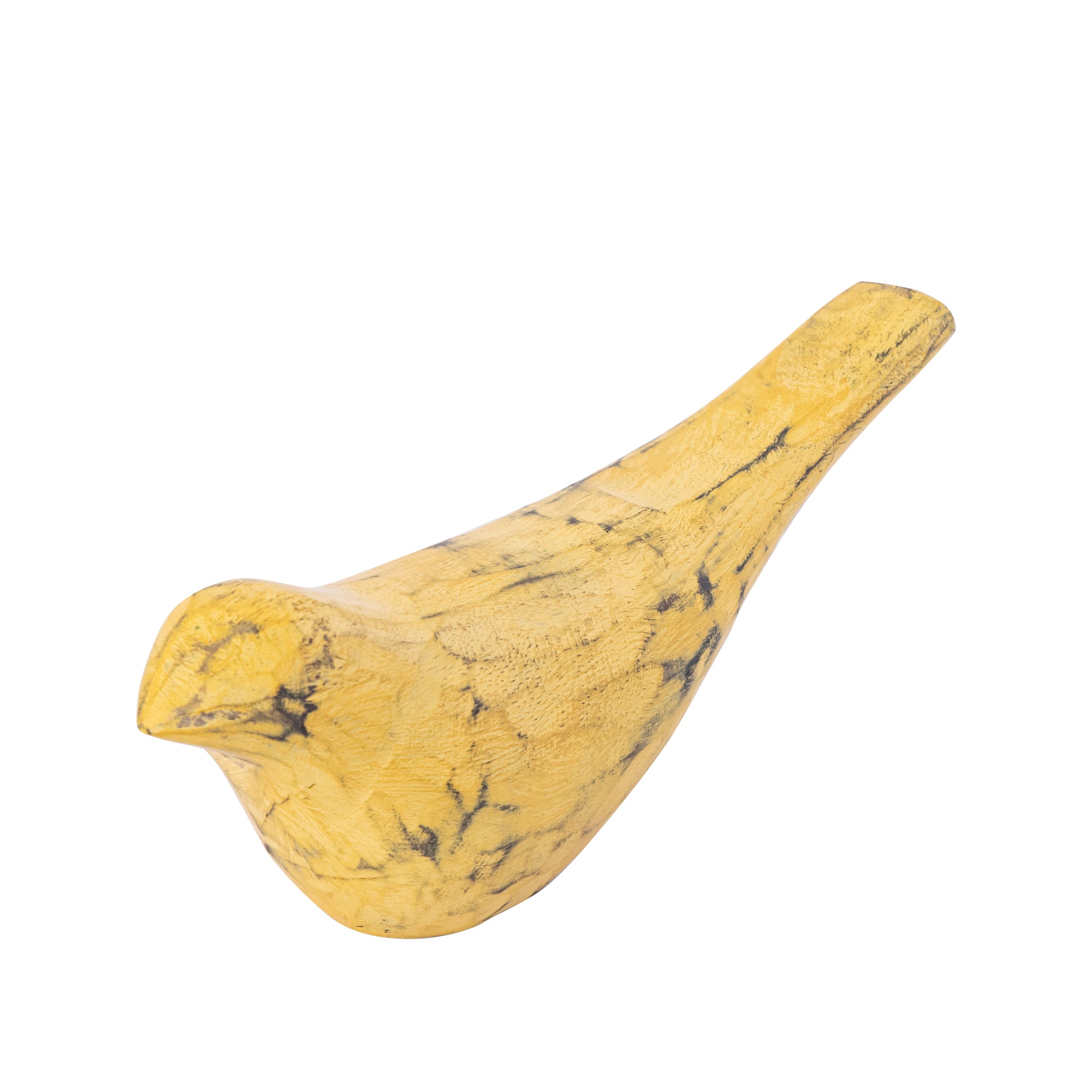 Gracella Yellow mango wood bird statue L