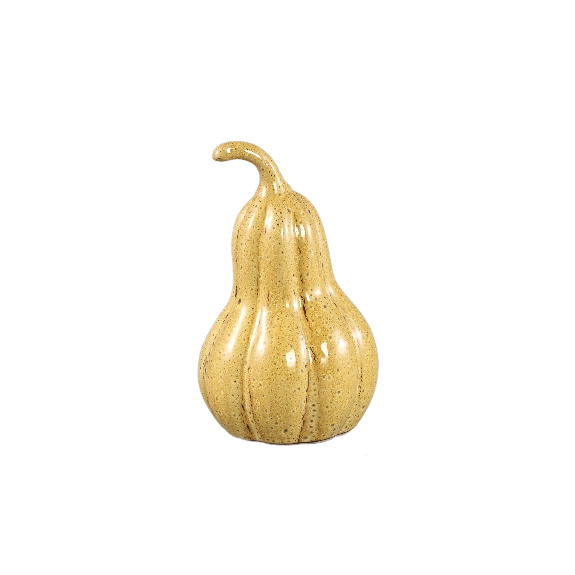 Julija Yellow ceramic pumpkin shaped statue low