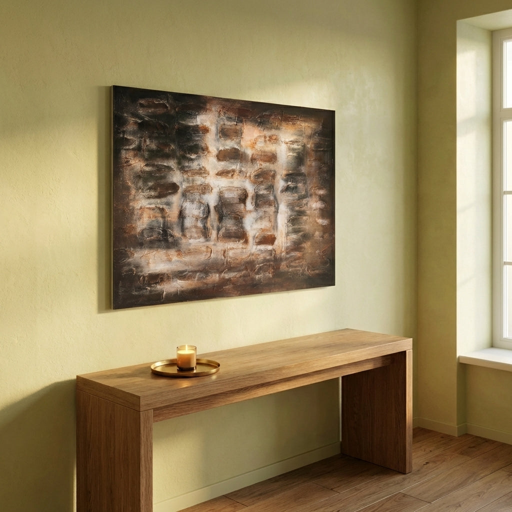 Xihan Brown canvas painted wallpanel rough dark