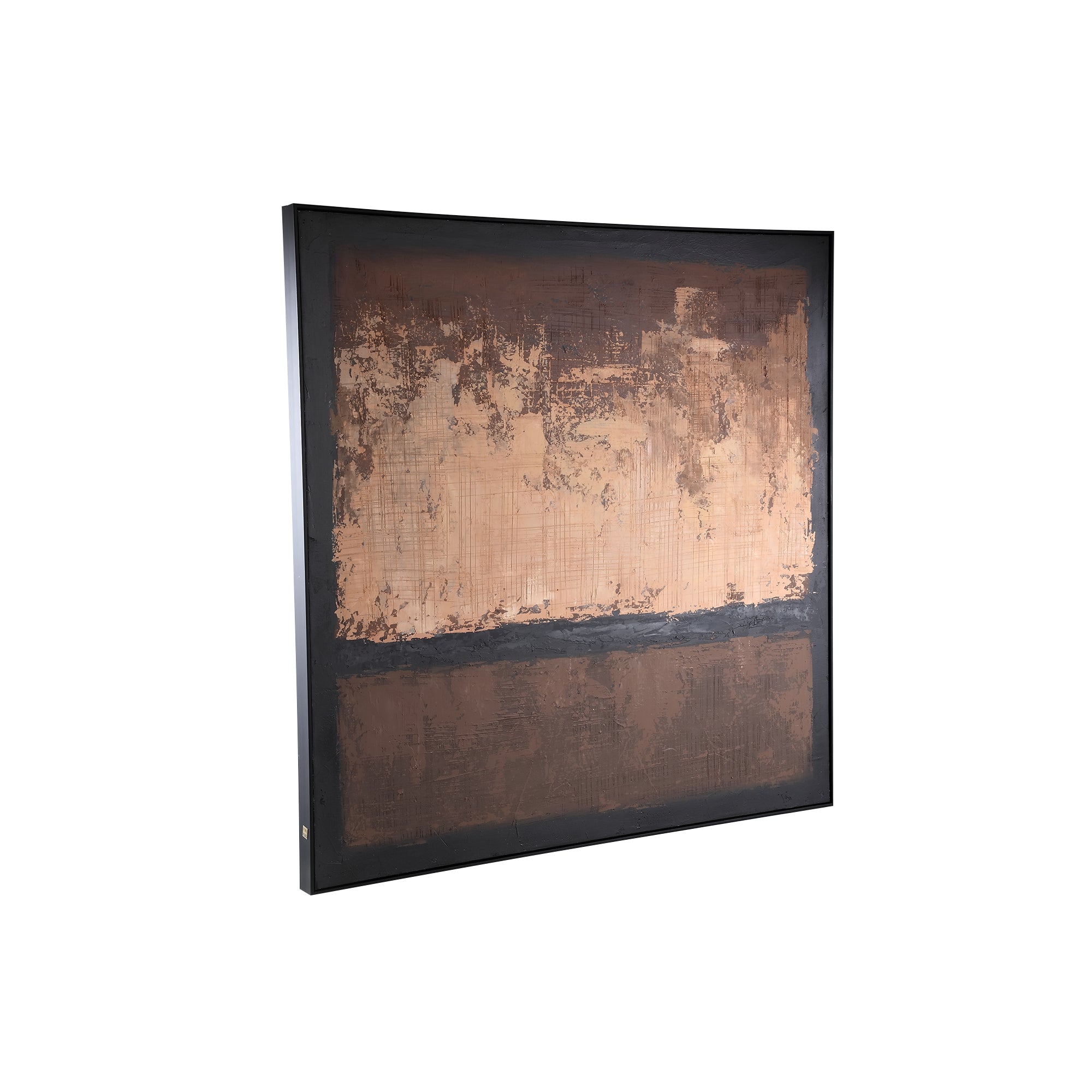 Asante Brown canvas painted wallpanel square frame
