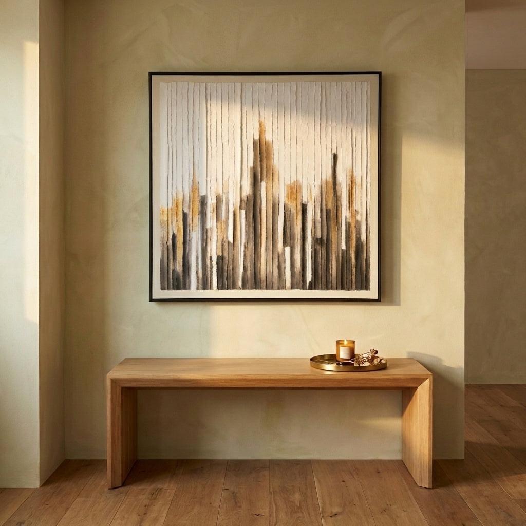 Gustas Brown framed wallpanel poly strips square