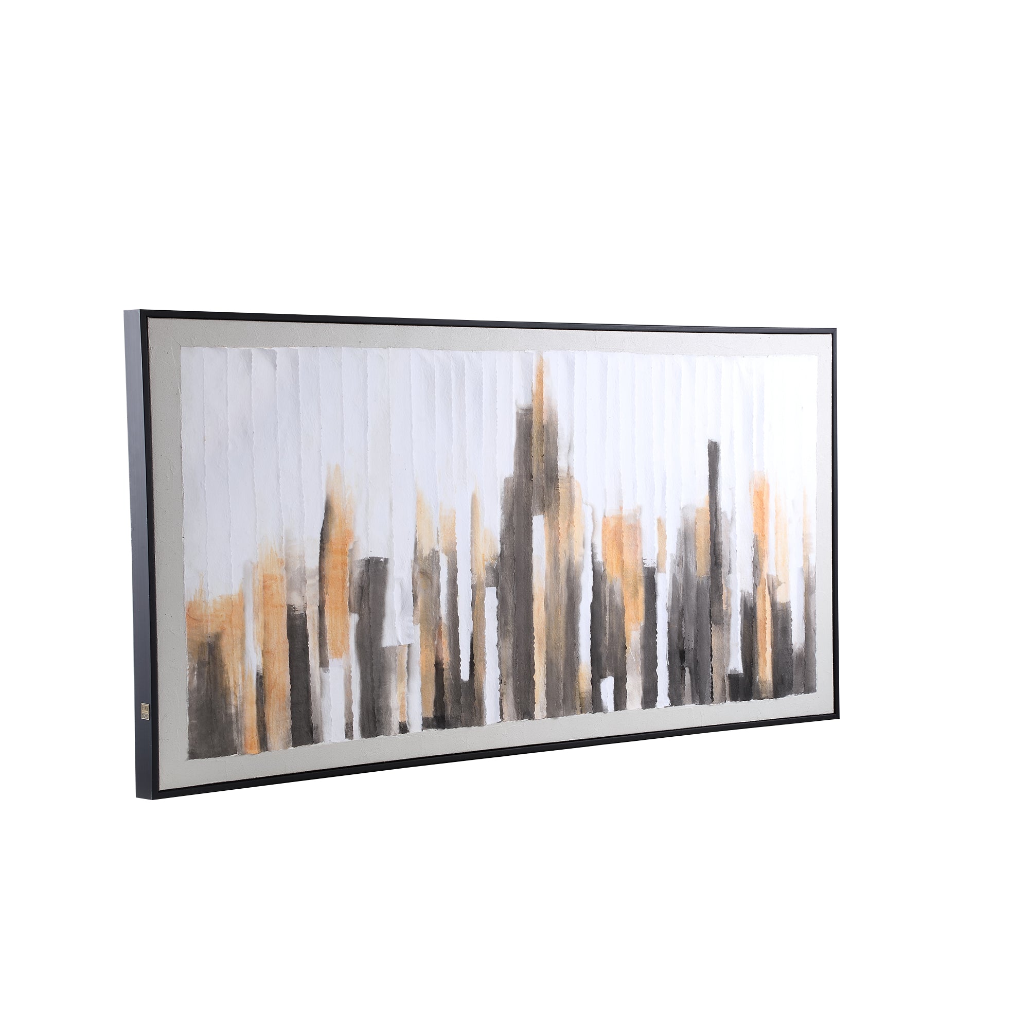 Gustas Brown framed wallpanel poly strips rectangl