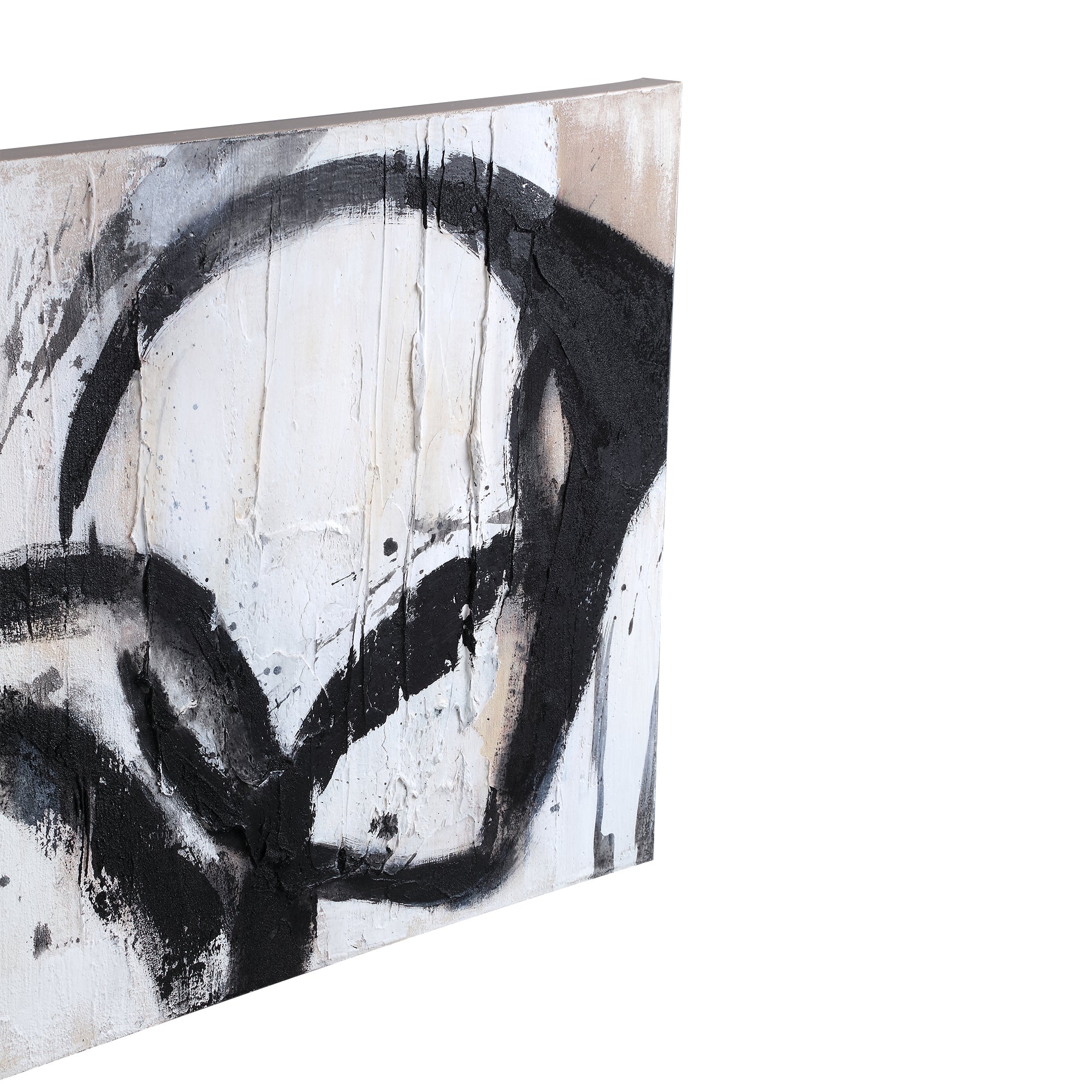 Jor Black canvas circle painted wallpanel rectangl