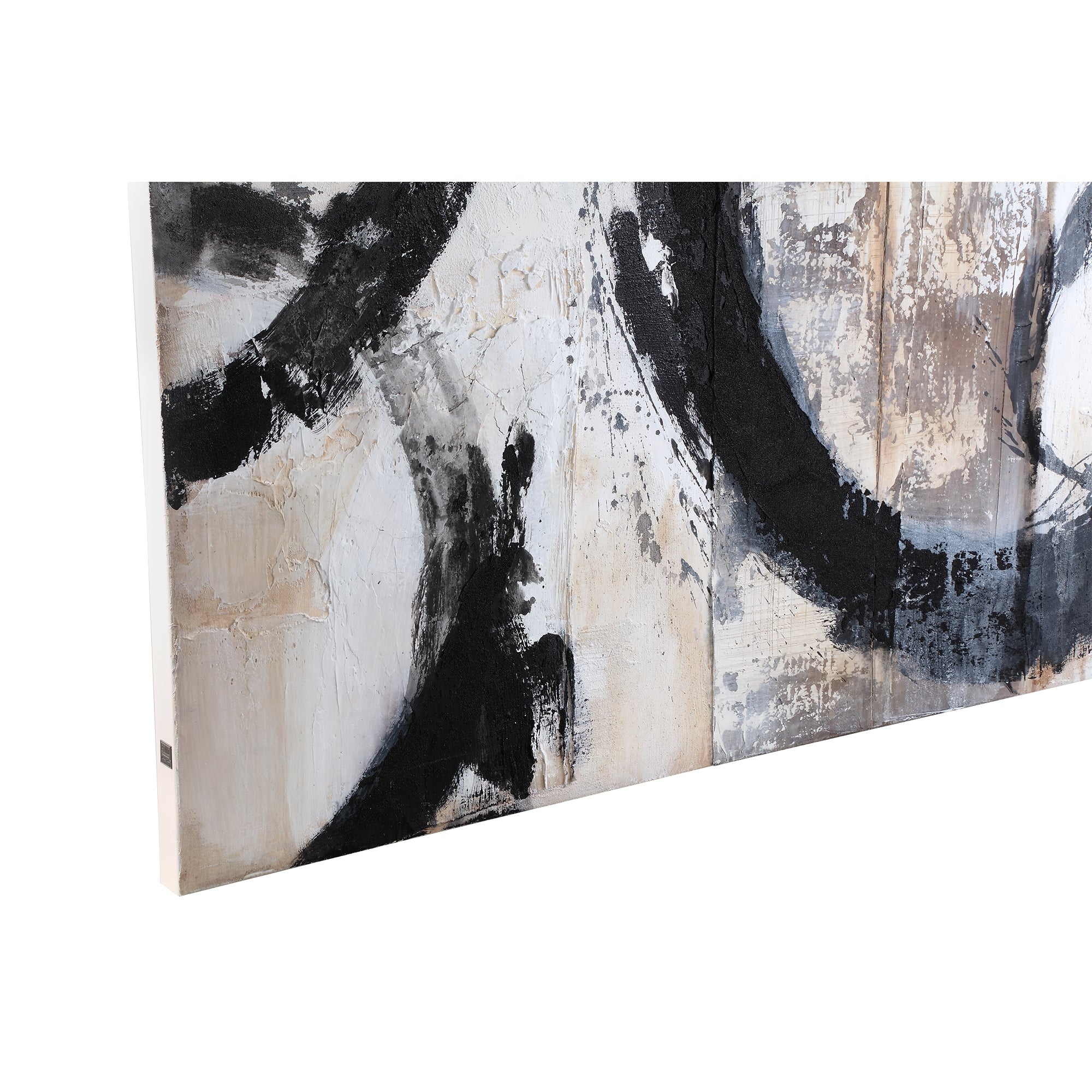 Jor Black canvas circle painted wallpanel rectangl