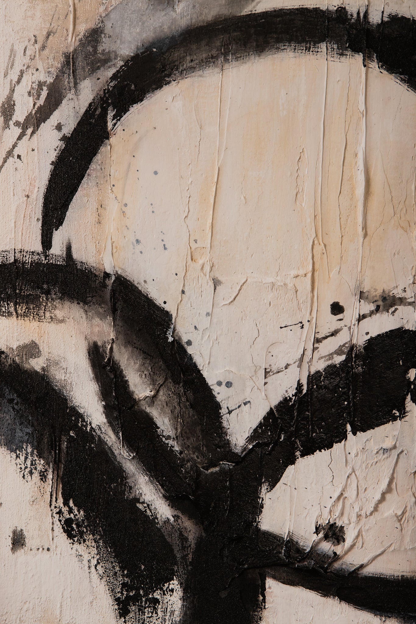 Jor Black canvas circle painted wallpanel rectangl