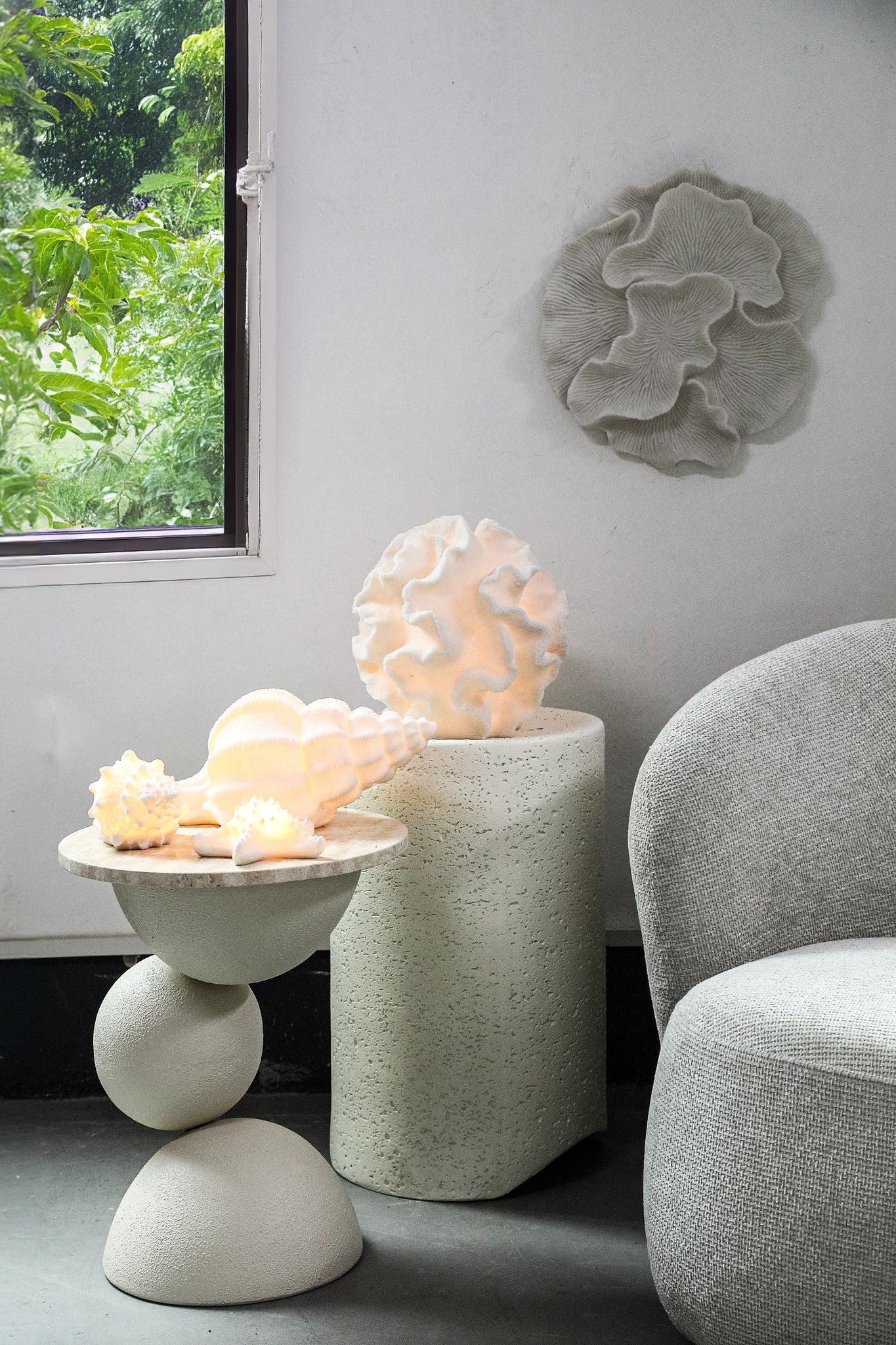 Graeme Lampes LED en poly — Shell Shaped Led Lamp Lines - Blanc
