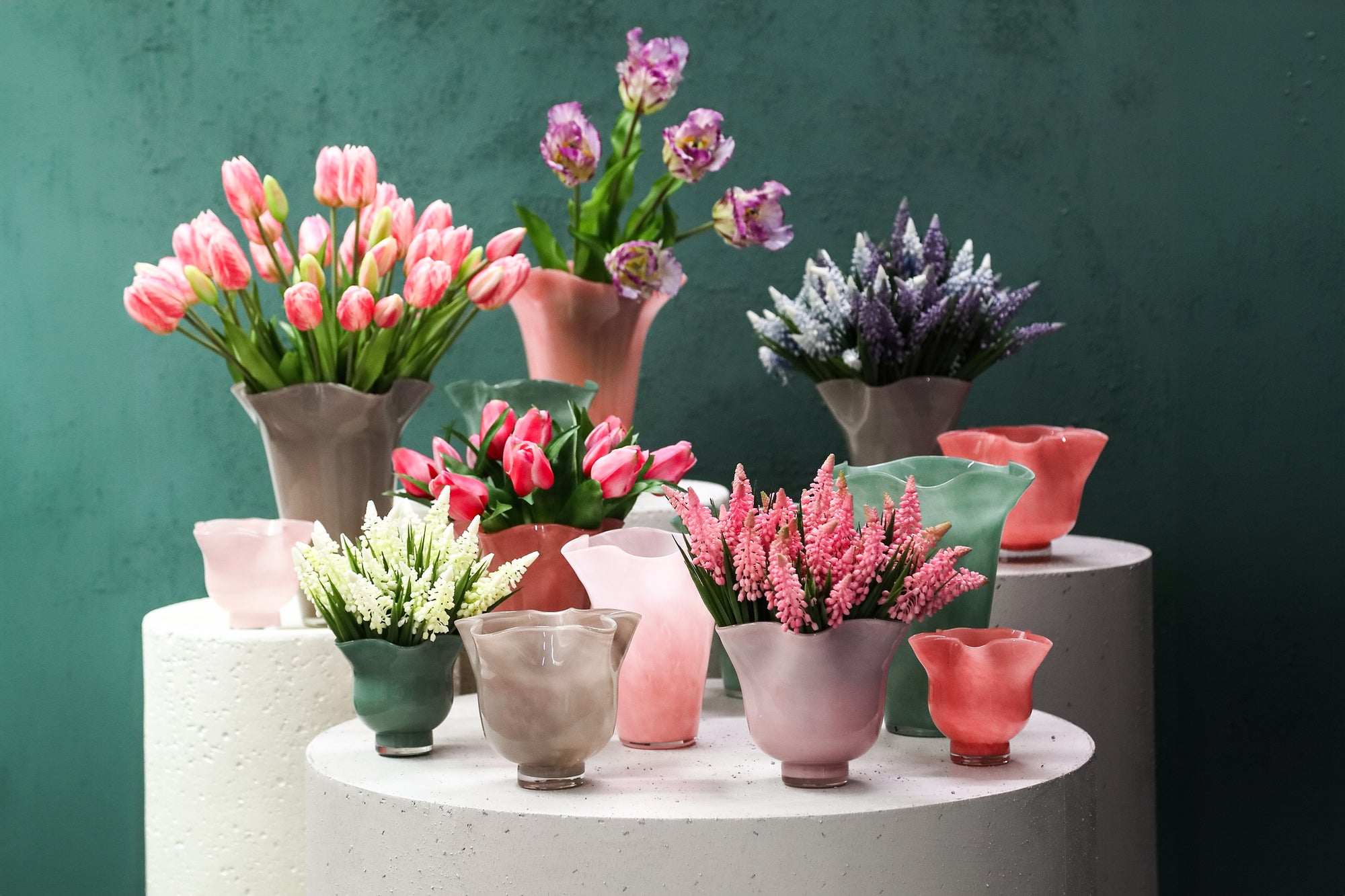 Macarena Bougeoirs en verre - Dark Pink