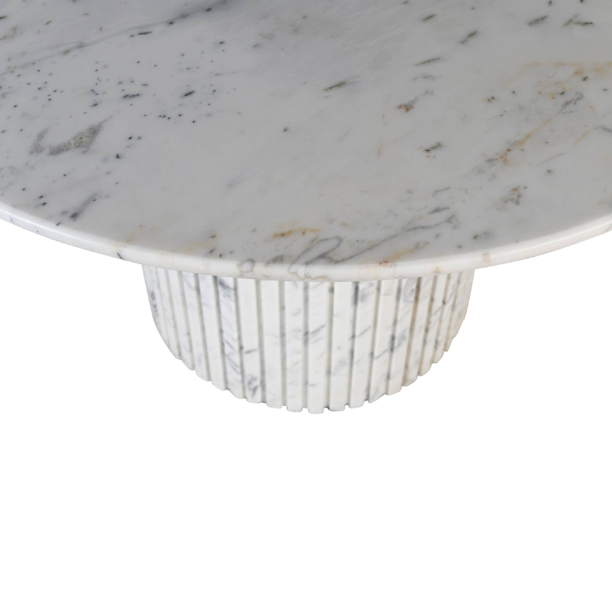 Neelim White Marble dining table ribbed base round
