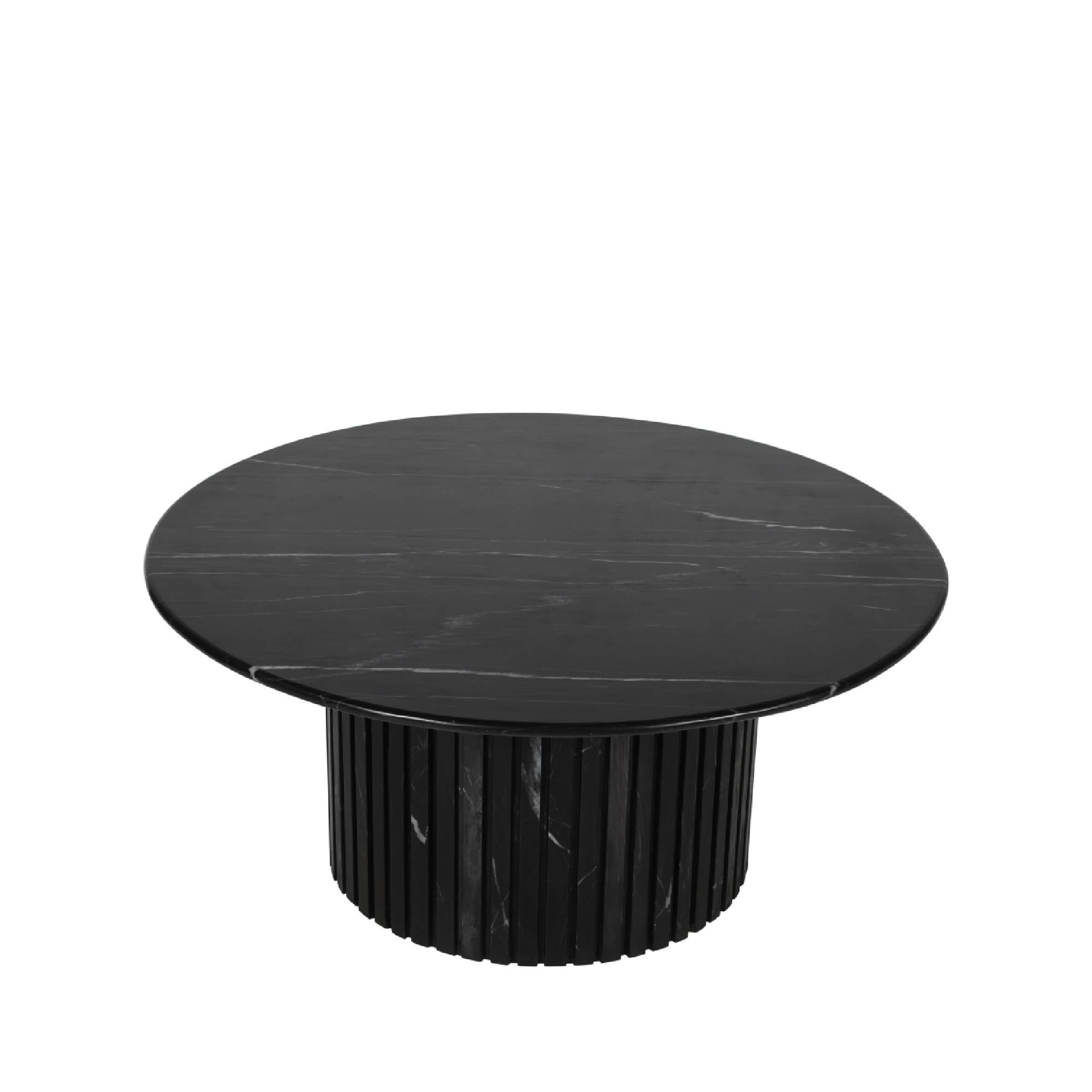 Neelim Black Marble coffee table ribbed base round - Photo 2