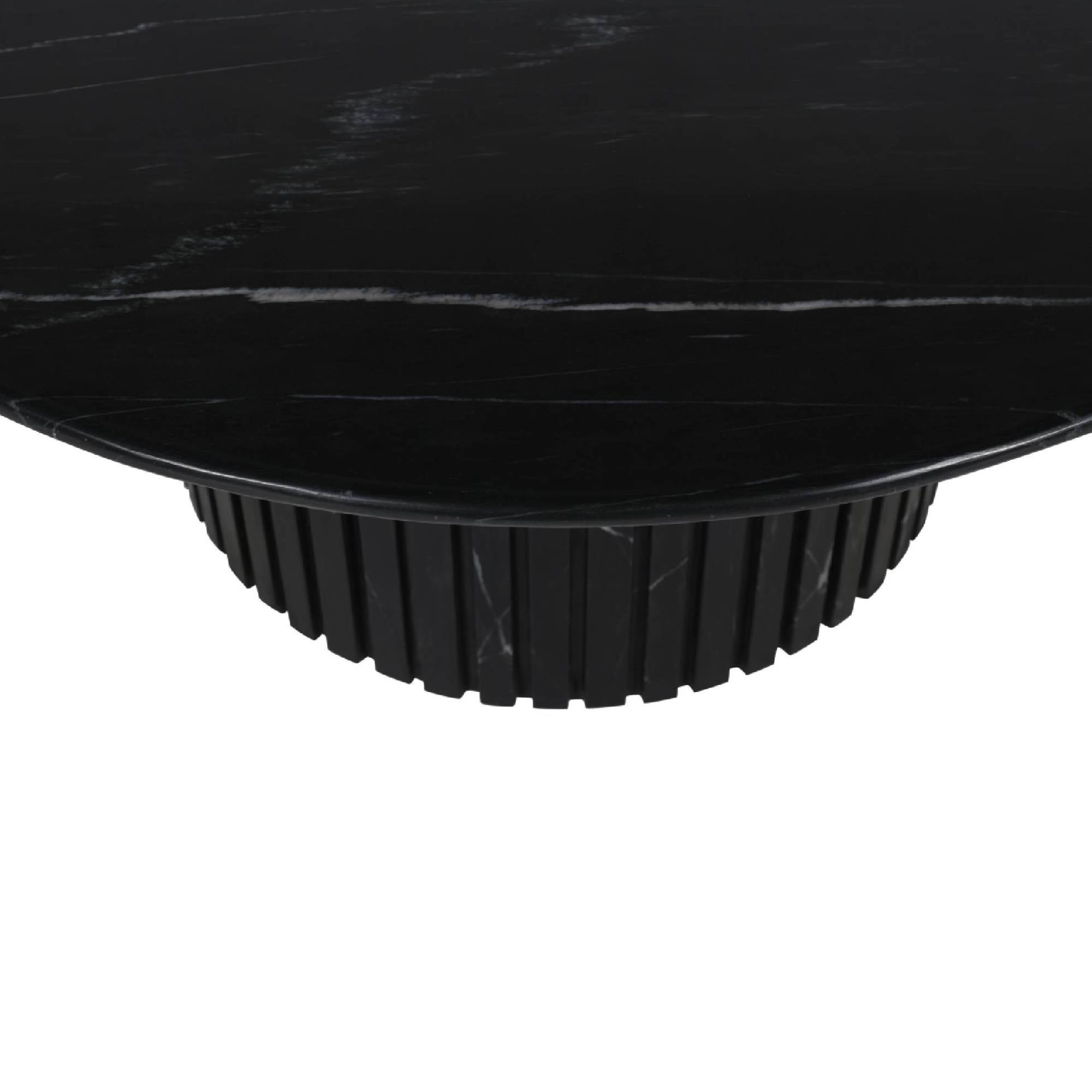 Neelim Black Marble coffee table ribbed base round - Photo 4