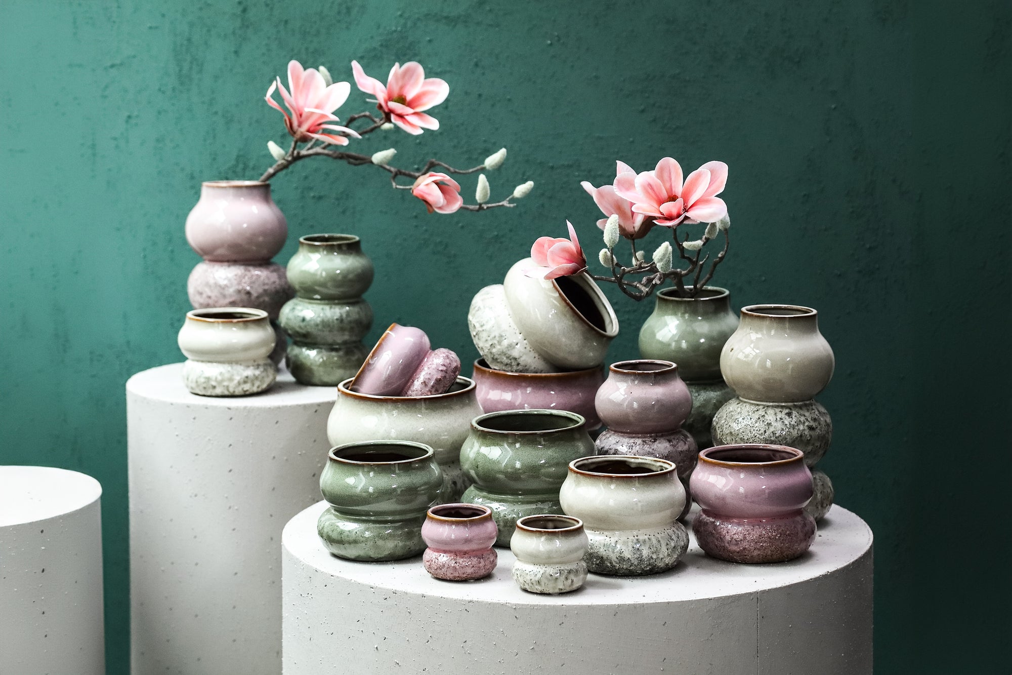 Concetta Pot en céramique - Cream, Green