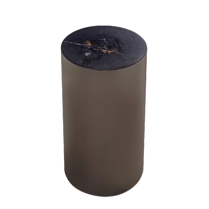 Rillix Black petrified wood sidetable nickel round