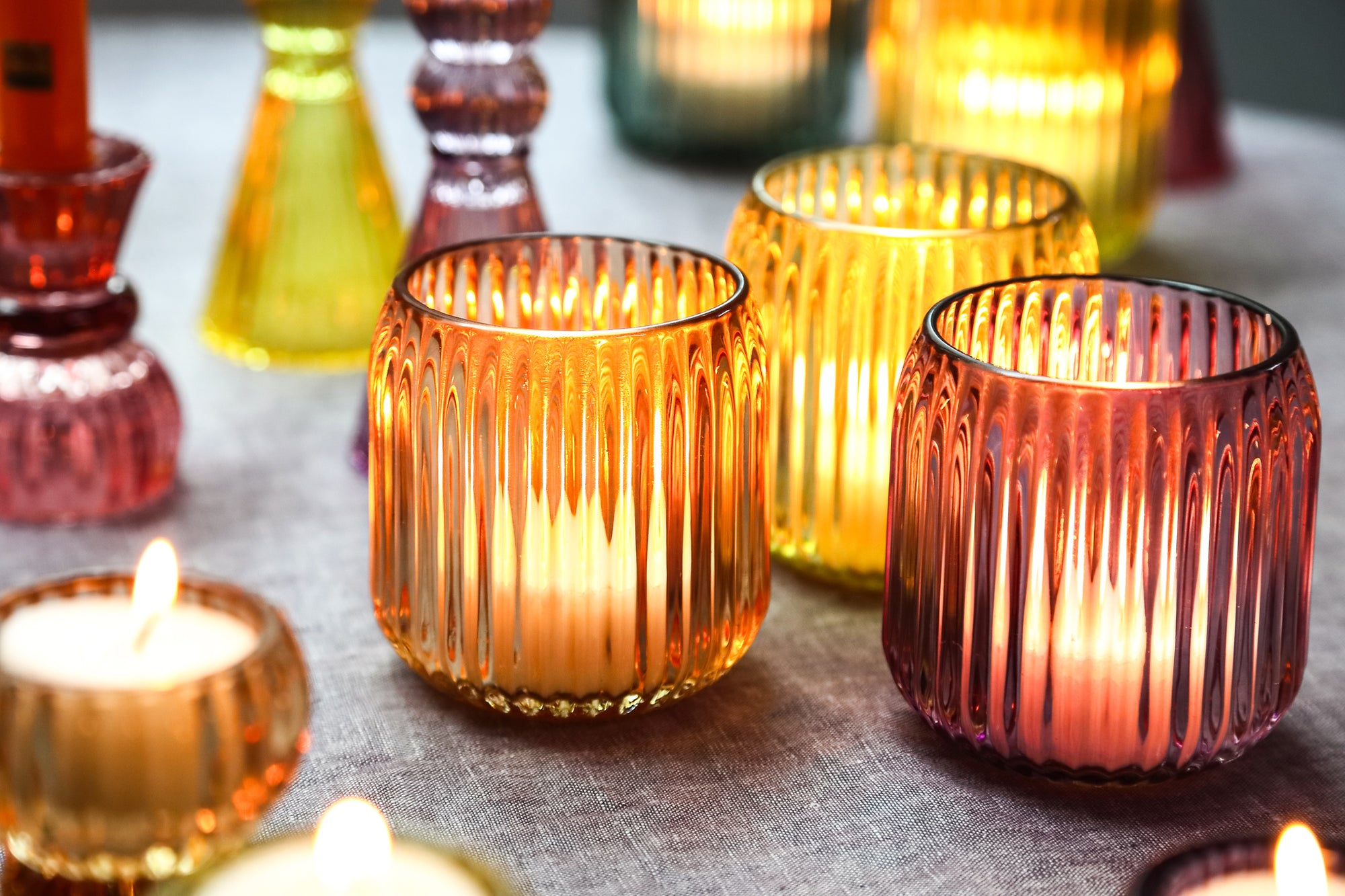 Amarens Photophores en verre - Jaune