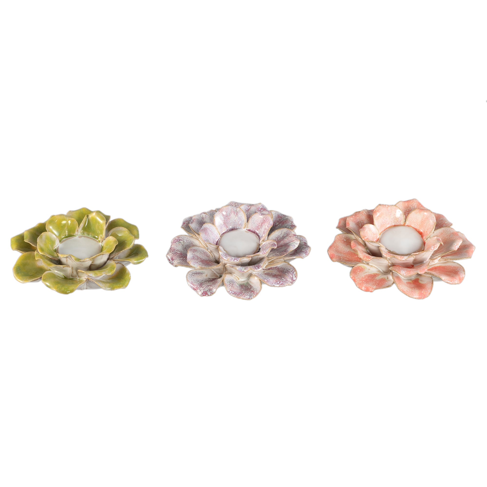 Cleorae Photophores en céramique — Flower Shape Tealight - Orange