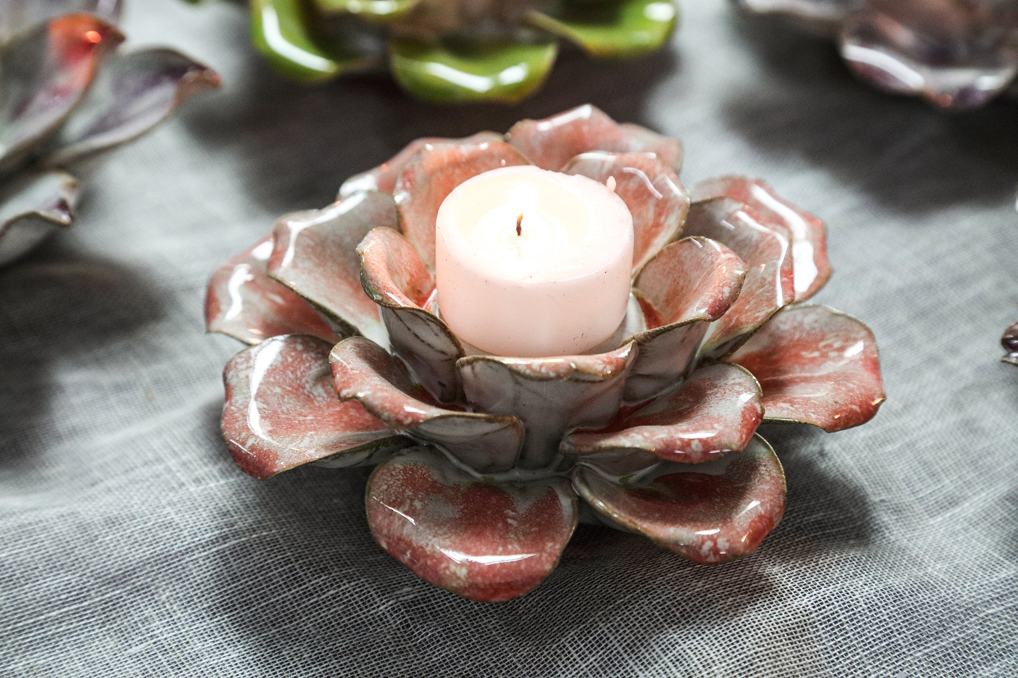 Cleorae Photophores en céramique — Flower Shape Tealight - Orange