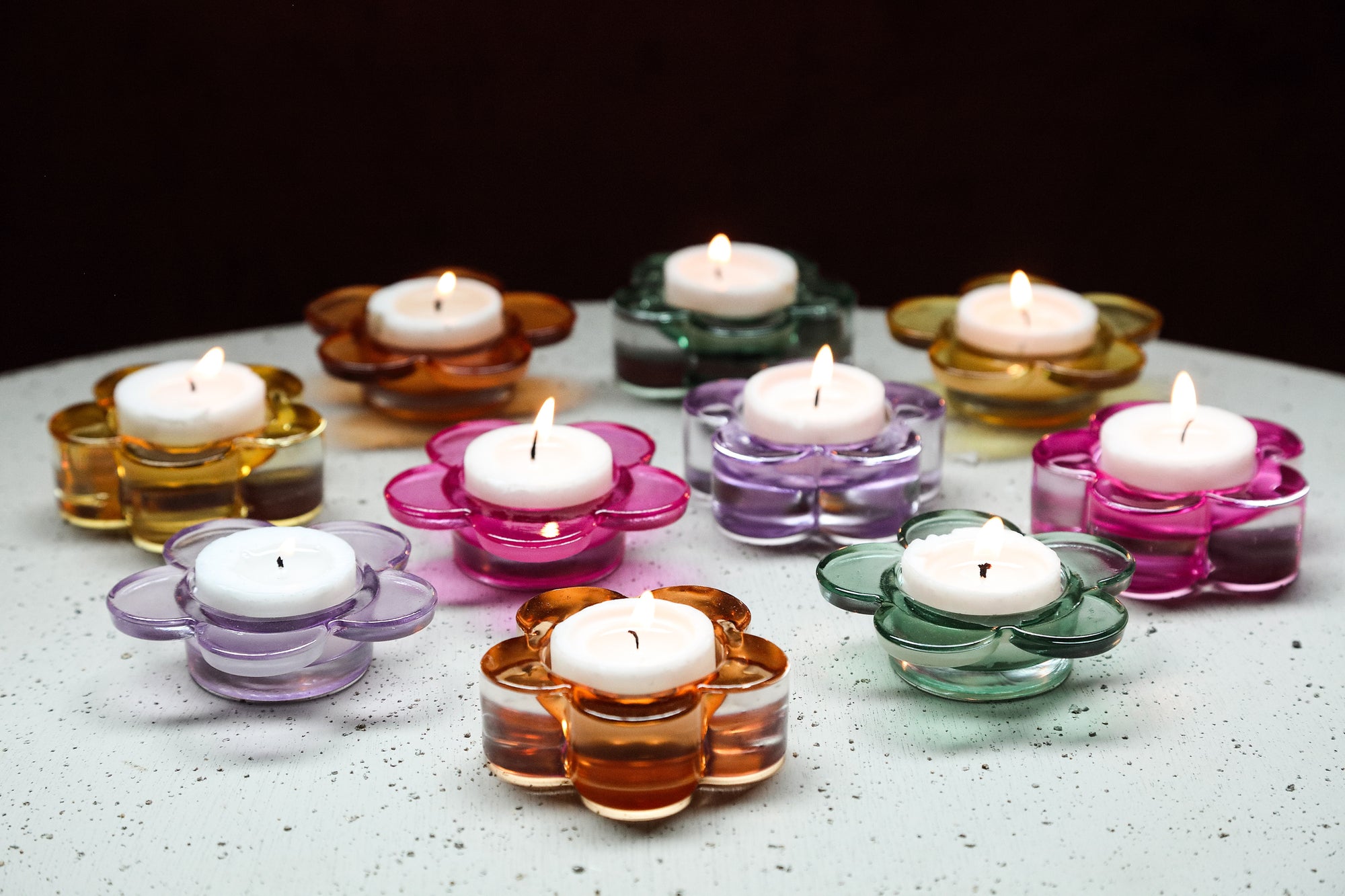 Bloomy Photophores en verre — Sprayed Thick Flower Tealight - Orange