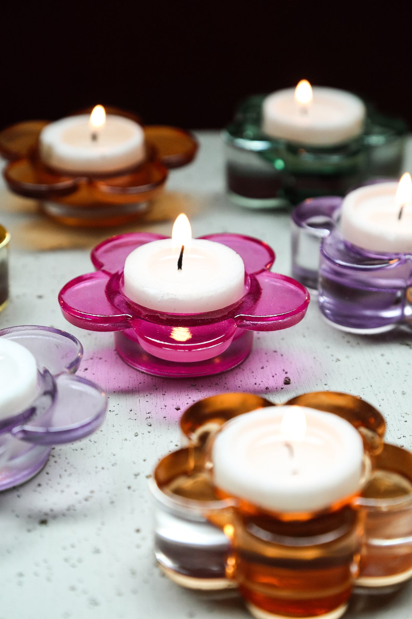 Bloomy Photophores en verre — Sprayed Thick Flower Tealight - Orange
