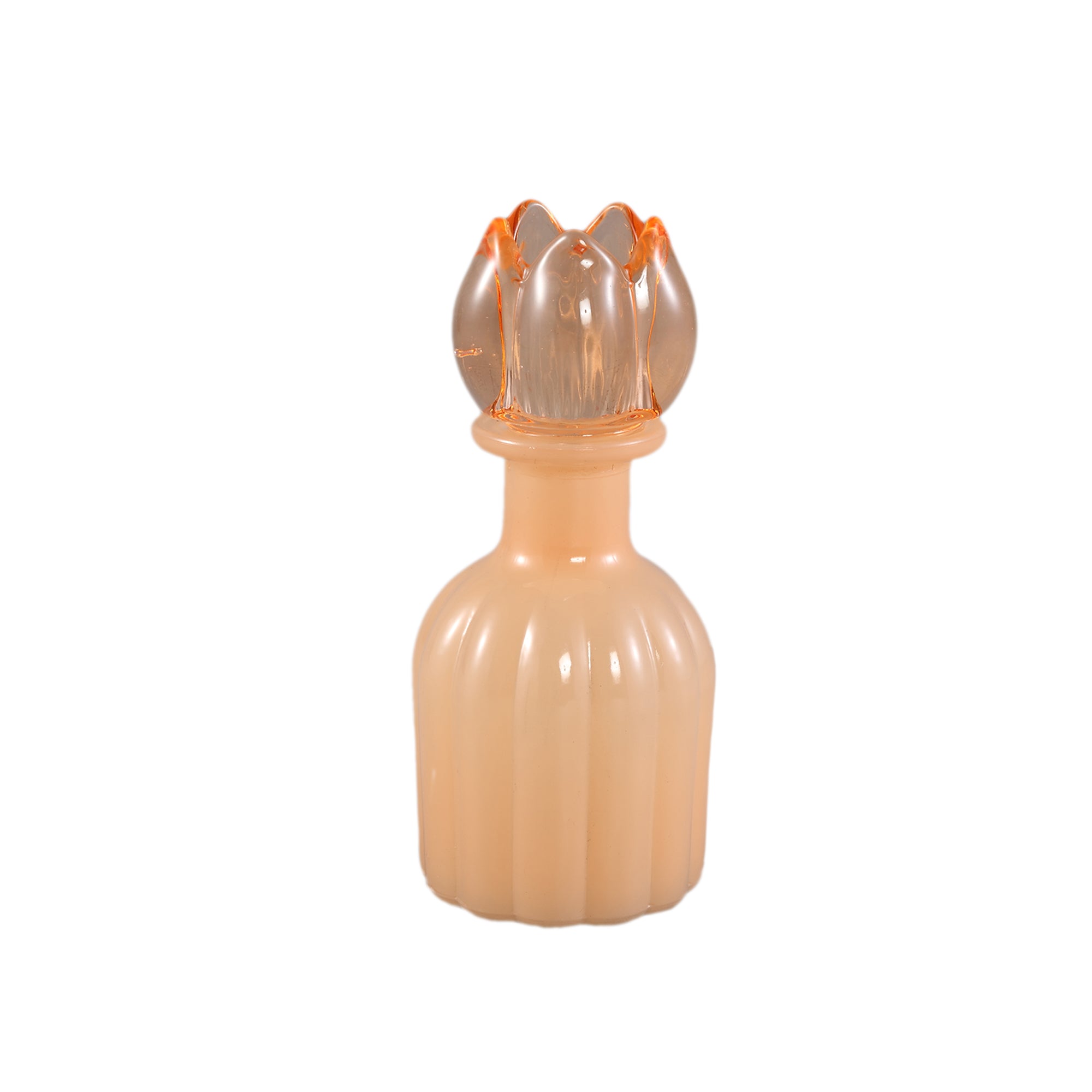Patsye Chandeliers en verre — Tulip Candle Holder Ribbed - Orange