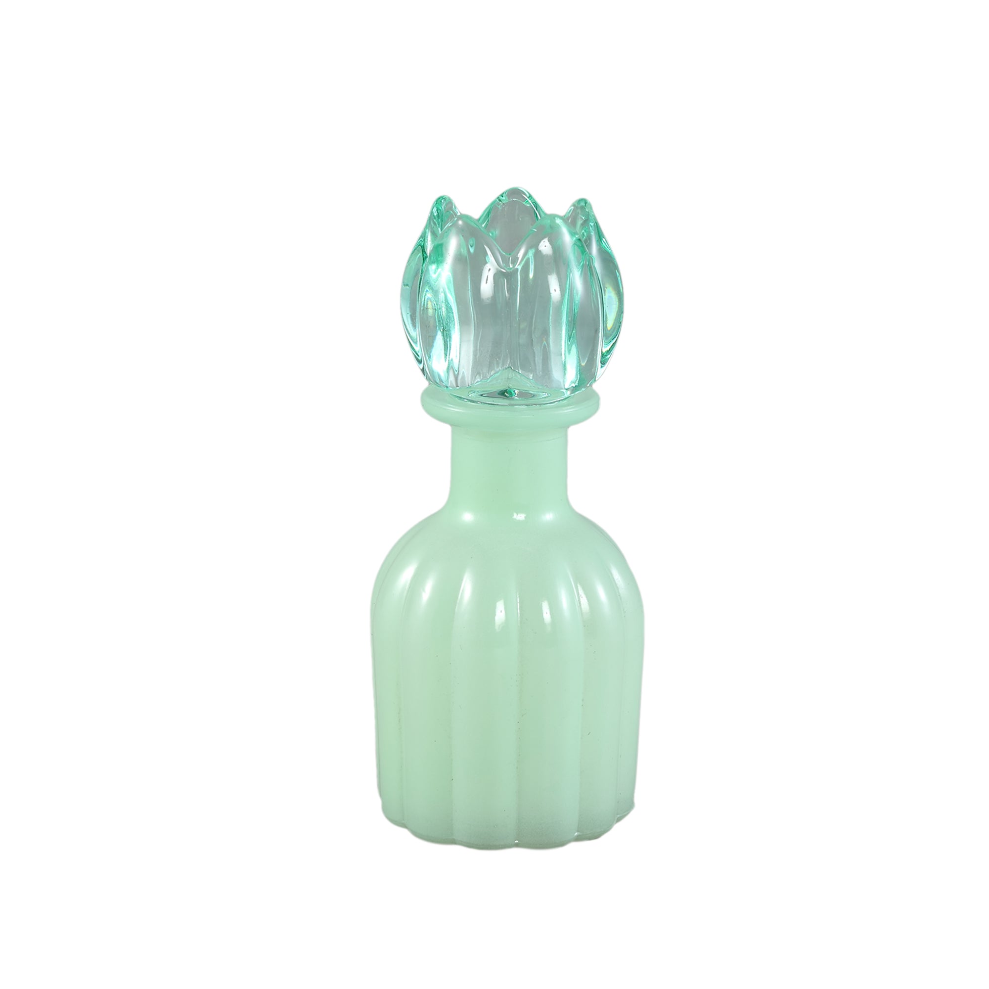 Patsye Chandeliers en verre — Tulip Candle Holder Ribbed - Vert