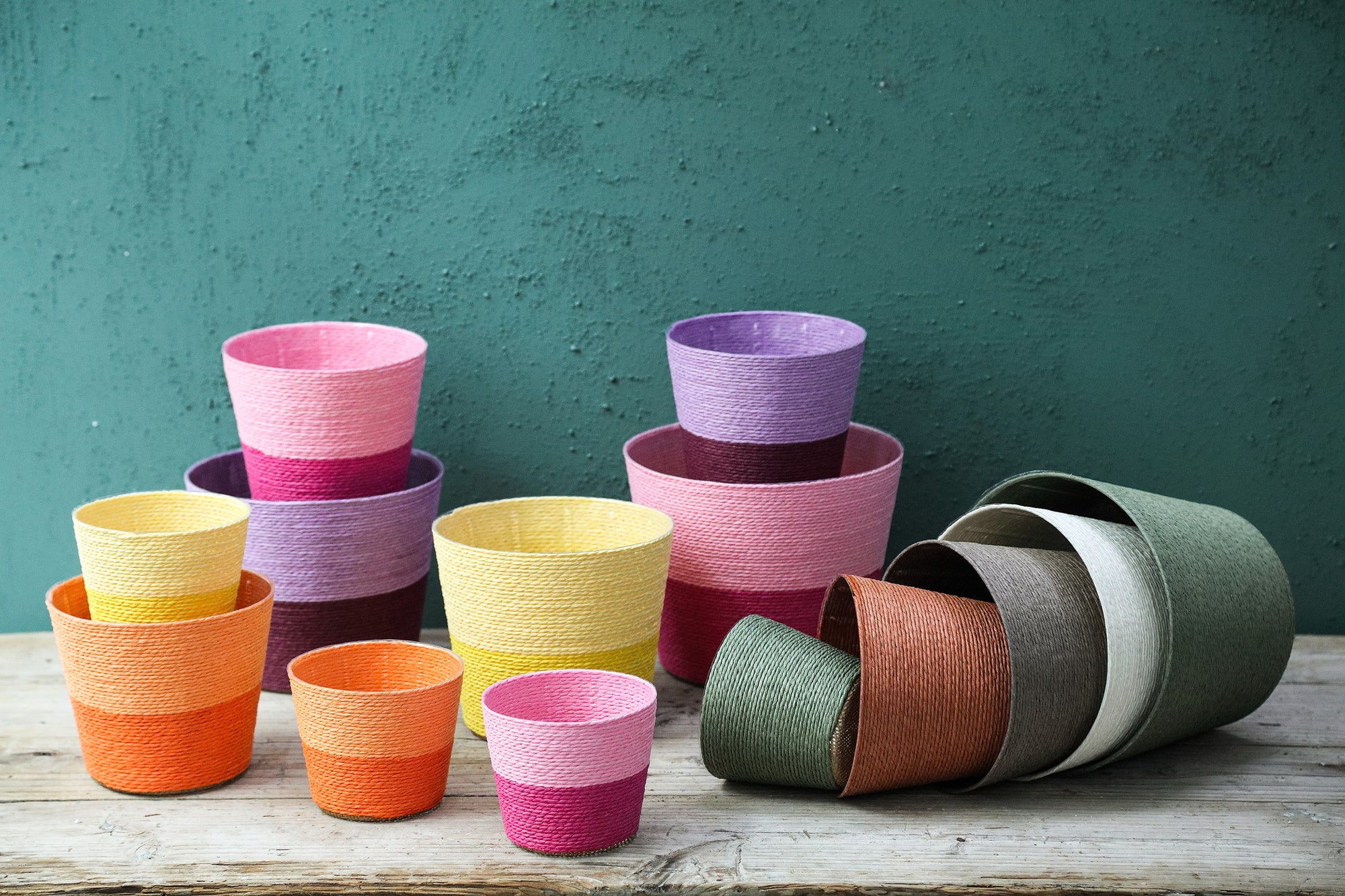 Dimitris Orange paper basket pot two color tone XL