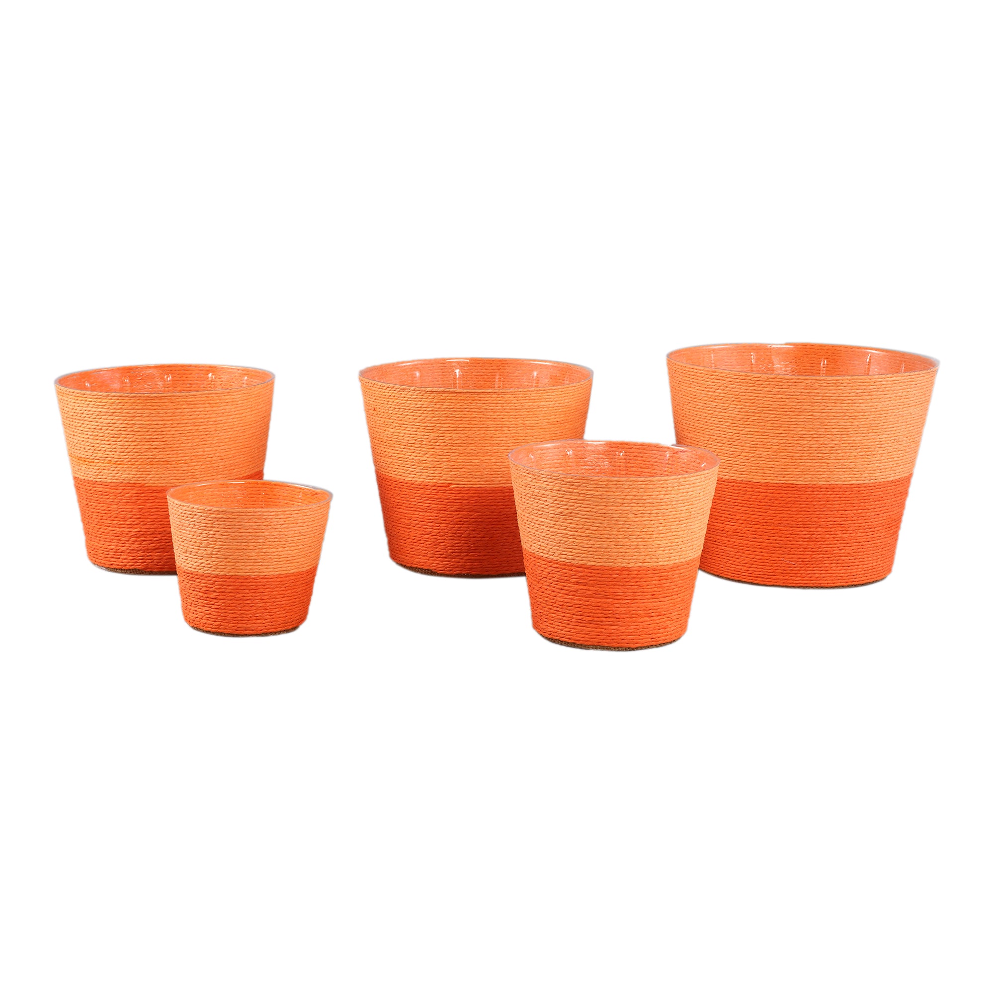 Dimitris Orange paper basket pot two color tone XL