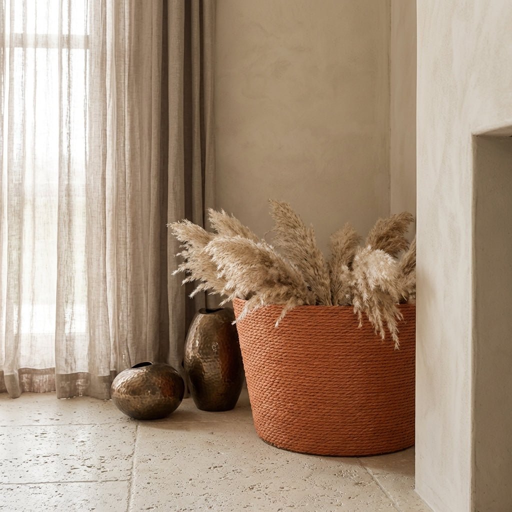 Dimitris Orange paper basket pot round low M