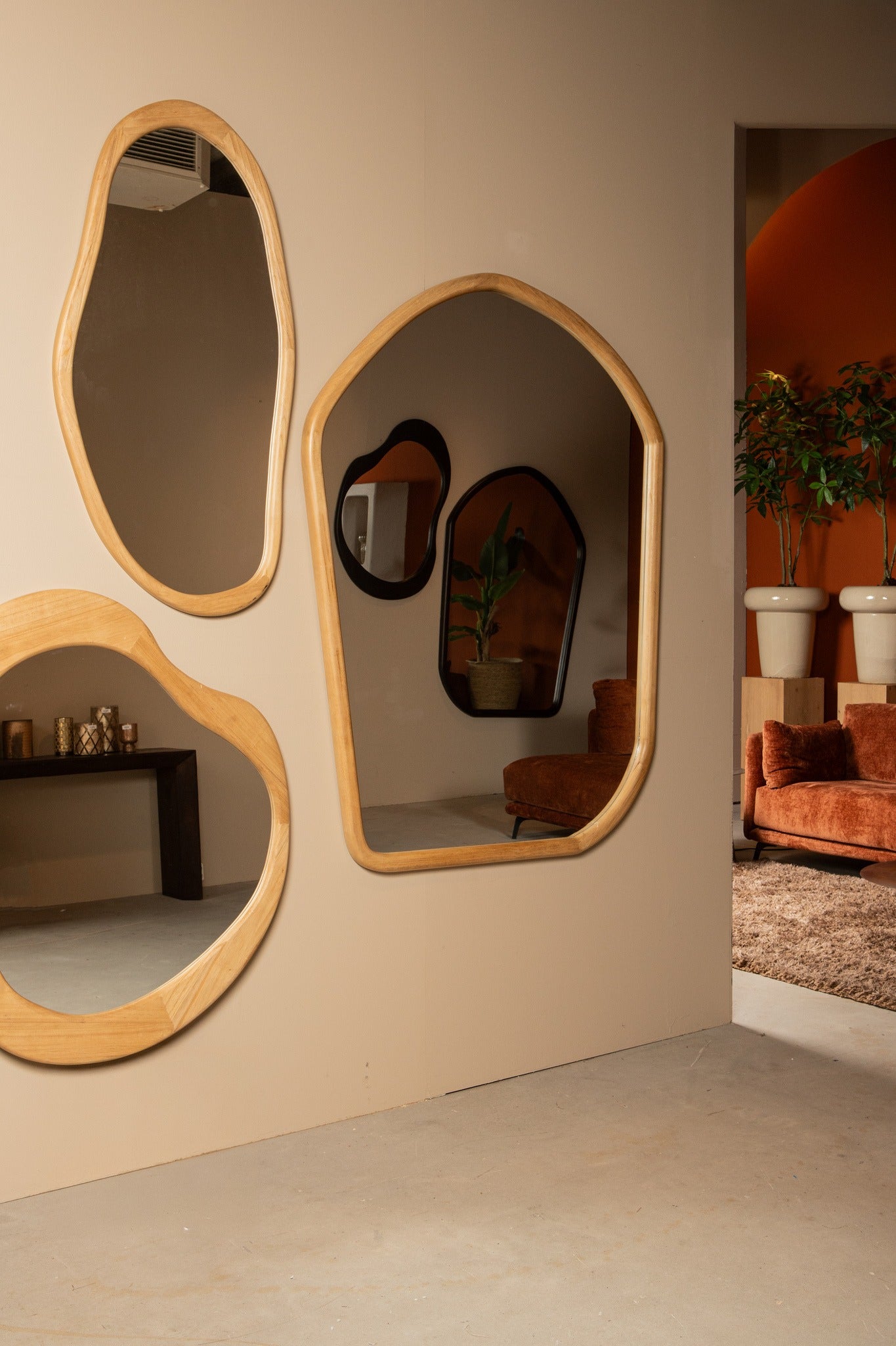 Denholm Natural solid wood big organic mirror