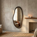 Miroir Barragh — Marron Massif Bois Organique Ovale