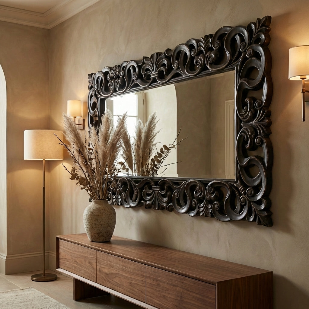Morrigan Black poly classical mirror rectangle